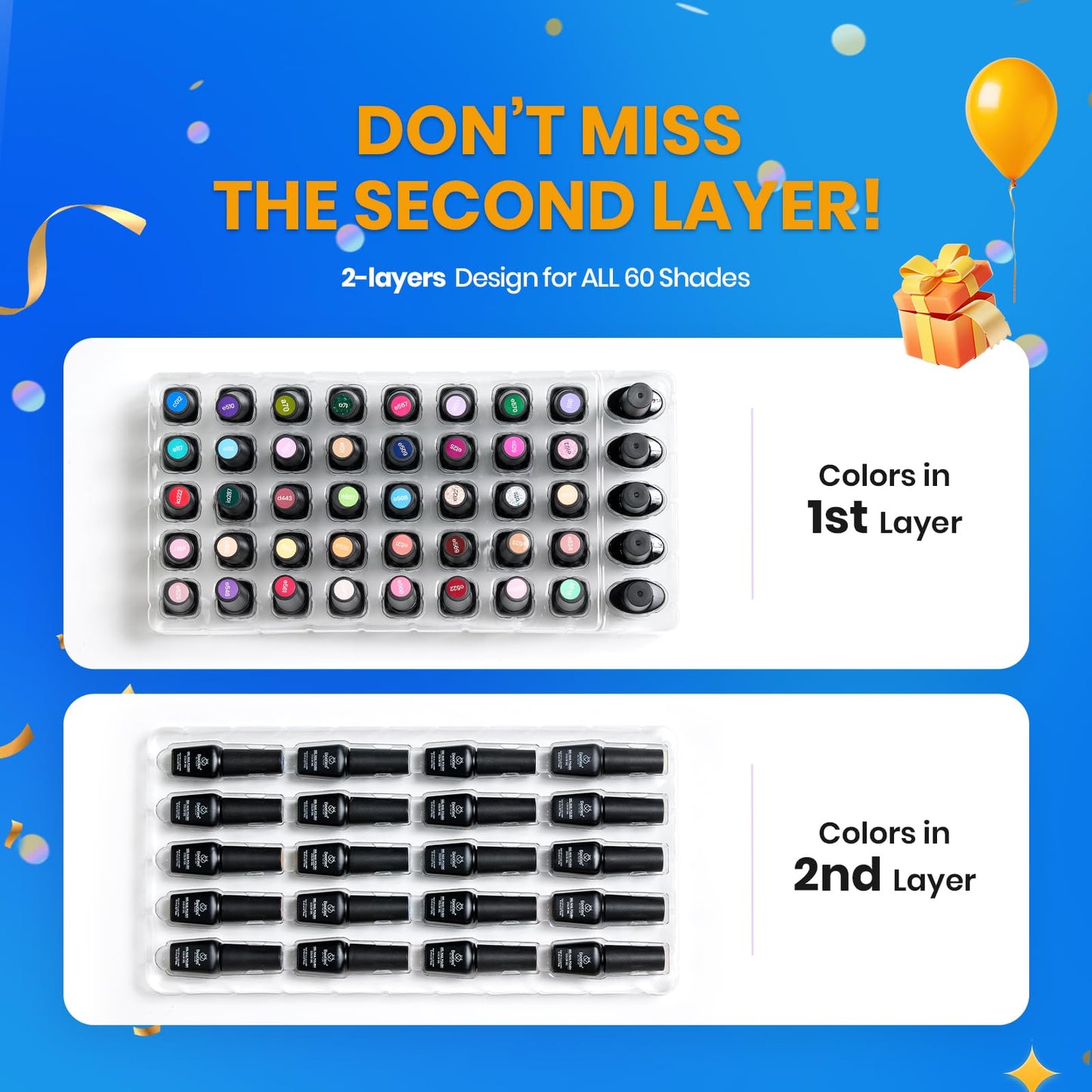 Beetles Gel Nail Polish Set, 69 PCS 60 Colors Spring Gel Nail Polish Kit Neno Pastel Jelly Glitter Nude Pink White Red Blue Green Brown Base Coat Glossy Matte Top Coat Gel Gift for Women