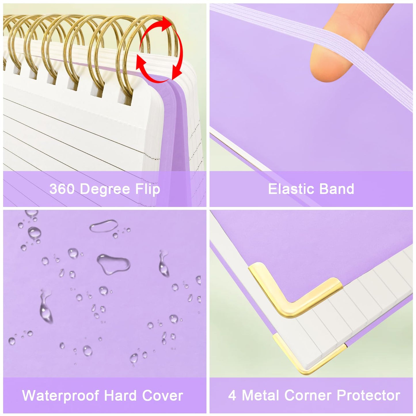 Top Spiral Notebook, A4 Hardcover Top Bound Steno Pads, 240 Pages 100gsm College Ruled Left Handed Notebook Journal for Work, School, Meeting Writing - Purple, 8.5" x 11"