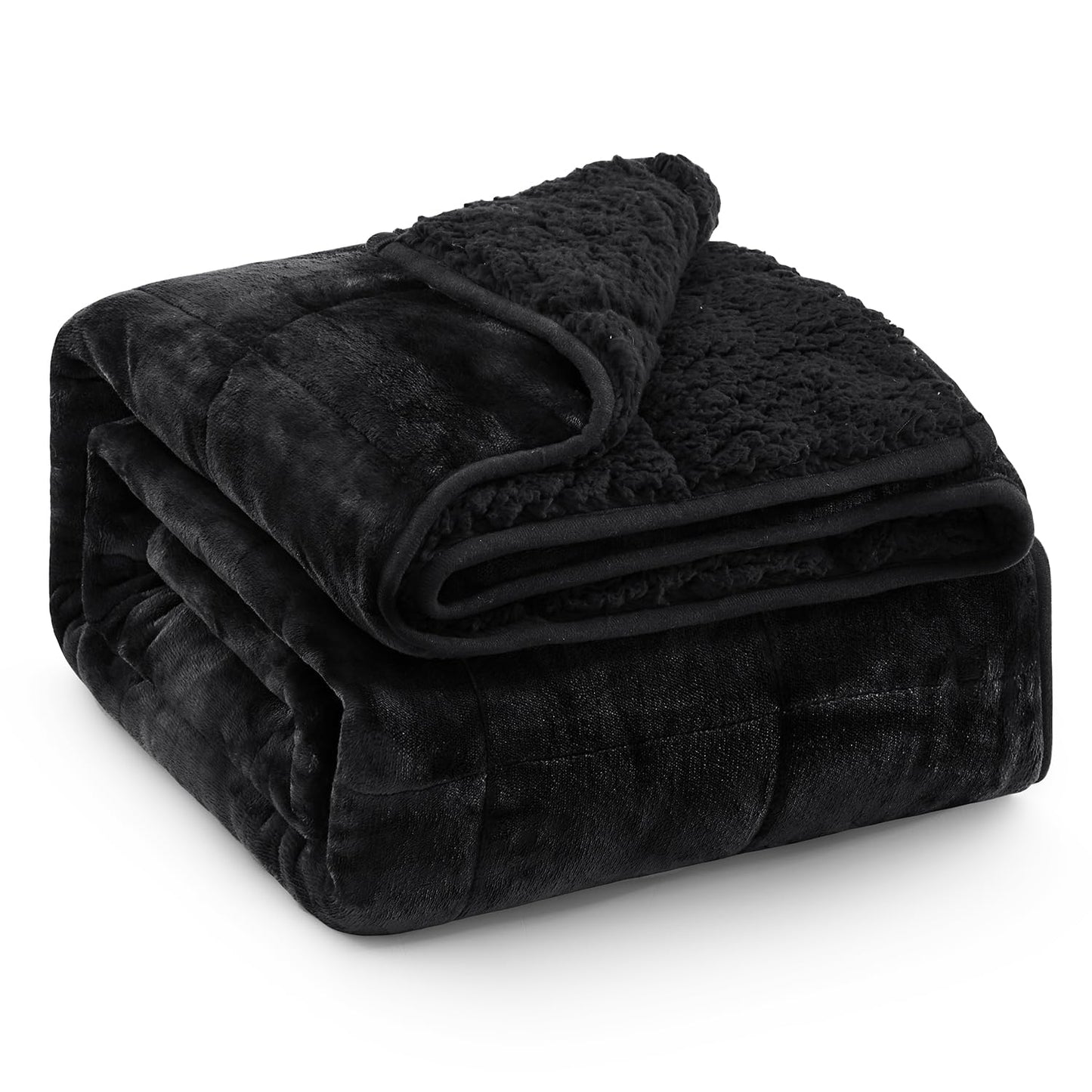 Super Soft Fuzzy Sherpa Fleece Weighted Blanket, 15 lbs Dual Sided Fluffy Heavy Weighted Blankets for Adults - No Bunching with Double Layers of Soft Inner Lining (60"x 80", 15 Pounds)