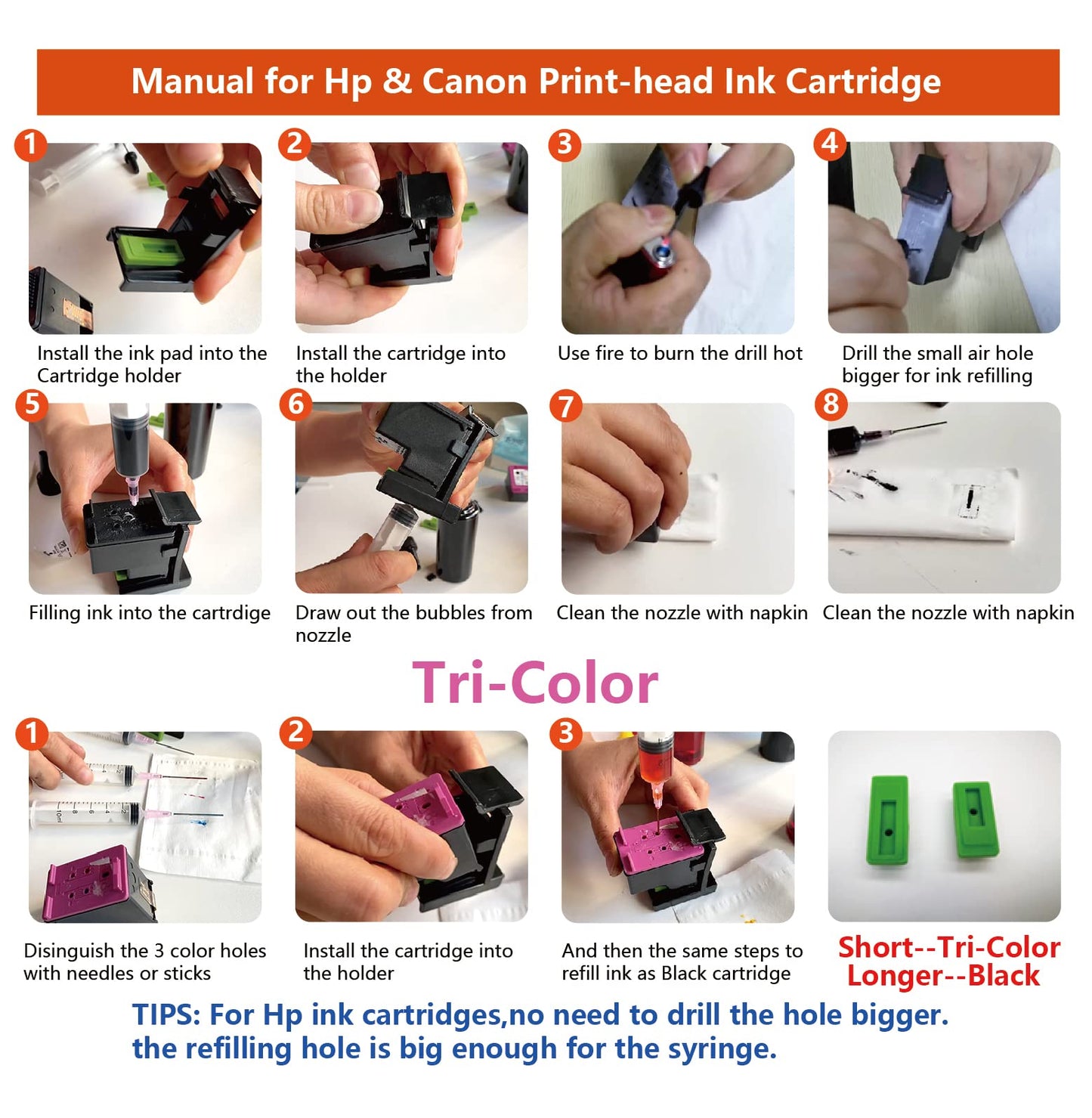 F-Ink 5 Bottles Ink and Refill Kits Compatible for Canon Ink Cartridges 275 276 260 261 245 246 PG-275XL CL 276XL PG-260XL CL-261XL PG-245XL CL-246XL