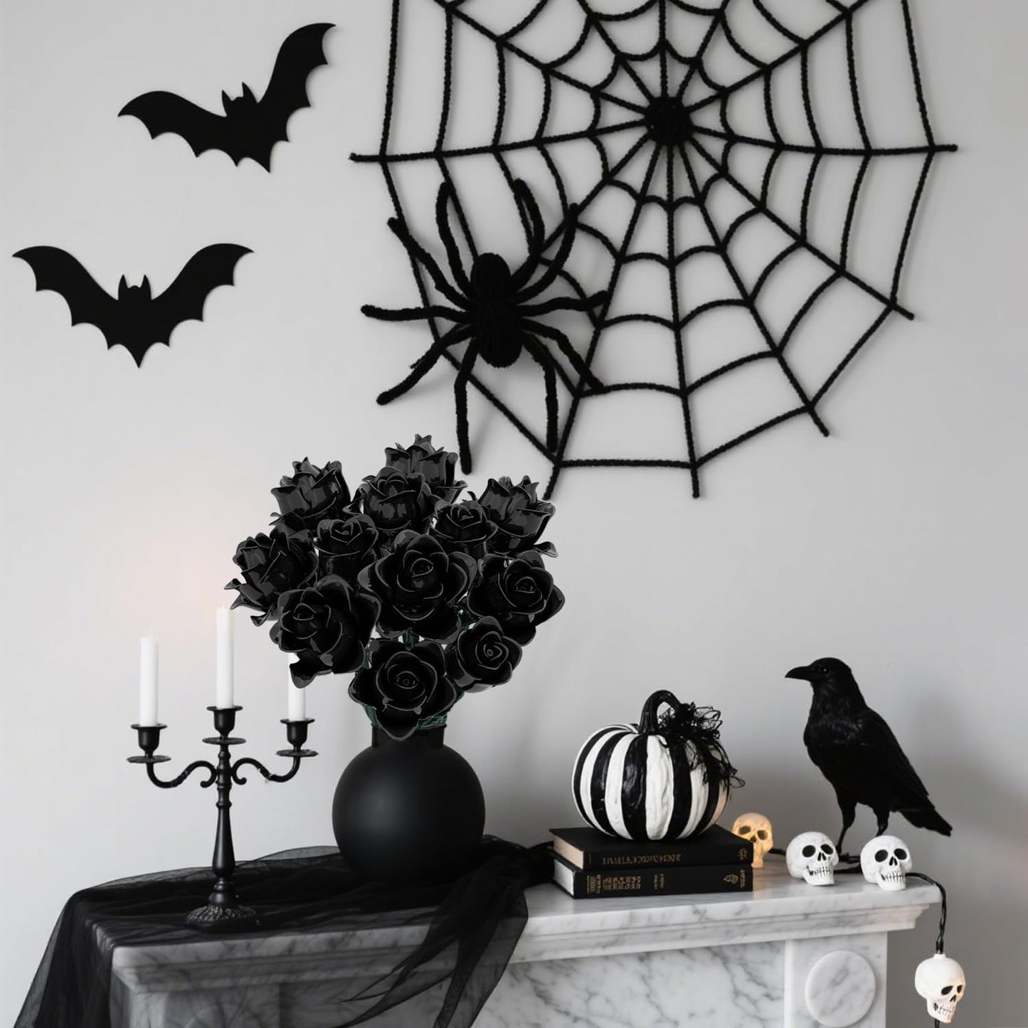 Black Roses Bouquet Building Set, Artificial Flowers Botanical Collection Building Block for Adults, Gothic Decor for Women, Girls, Compatible with Lego Flowers, 11009 (585PCS)