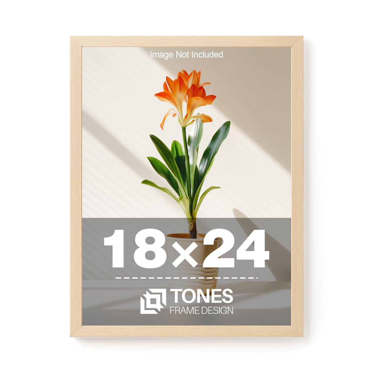 TONES FRAME DESIGN 18x24 Frame Natural Solid Wood Veneer 18 x 24 Poster Frame with Shatterproof Plexiglass, Wall Hanging Modern Wooden Picture Frames 24x18 for Home Office Decor