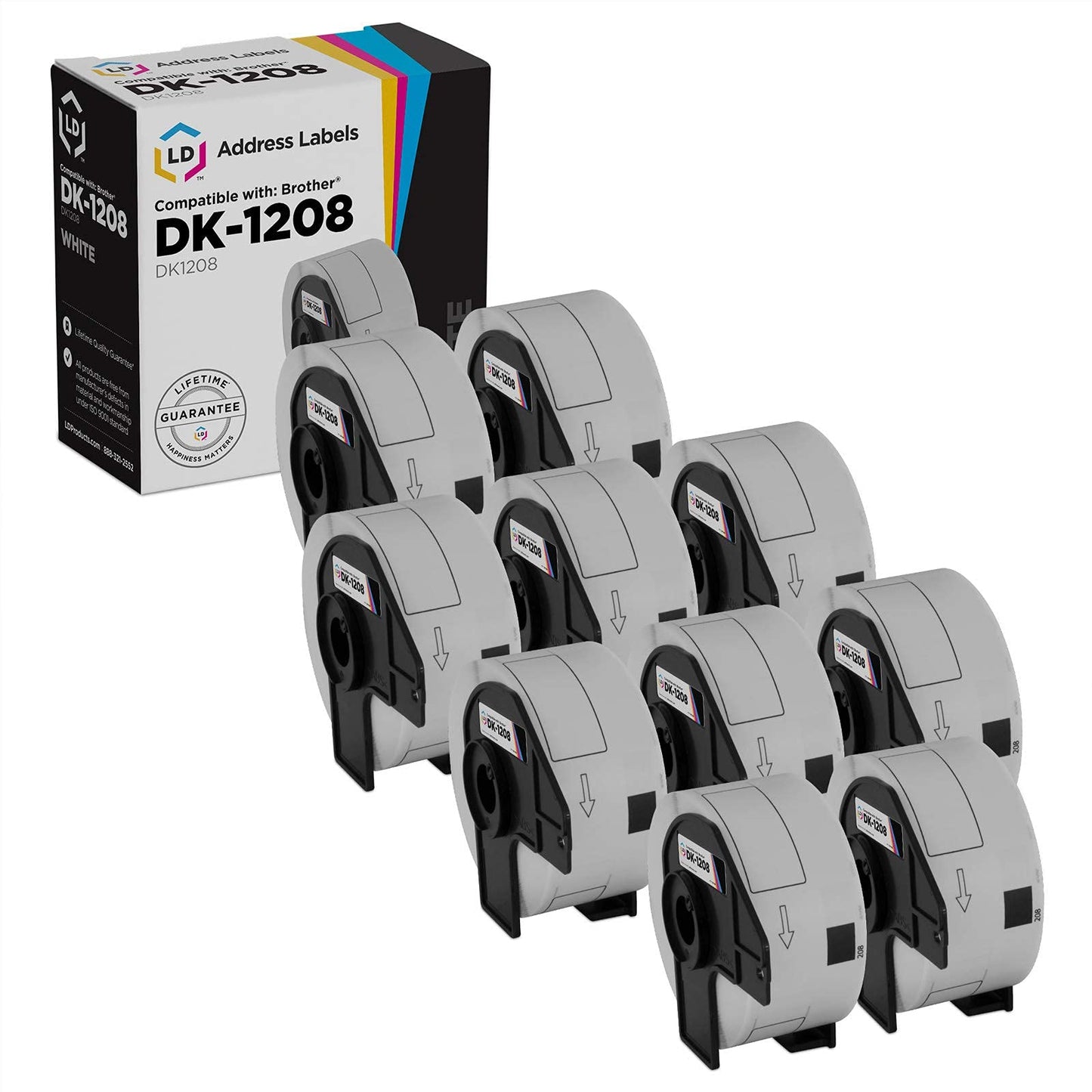 LD Compatible Brother DK-1208 10 Rolls of Address Labels / 1.4 in x 3.5 in