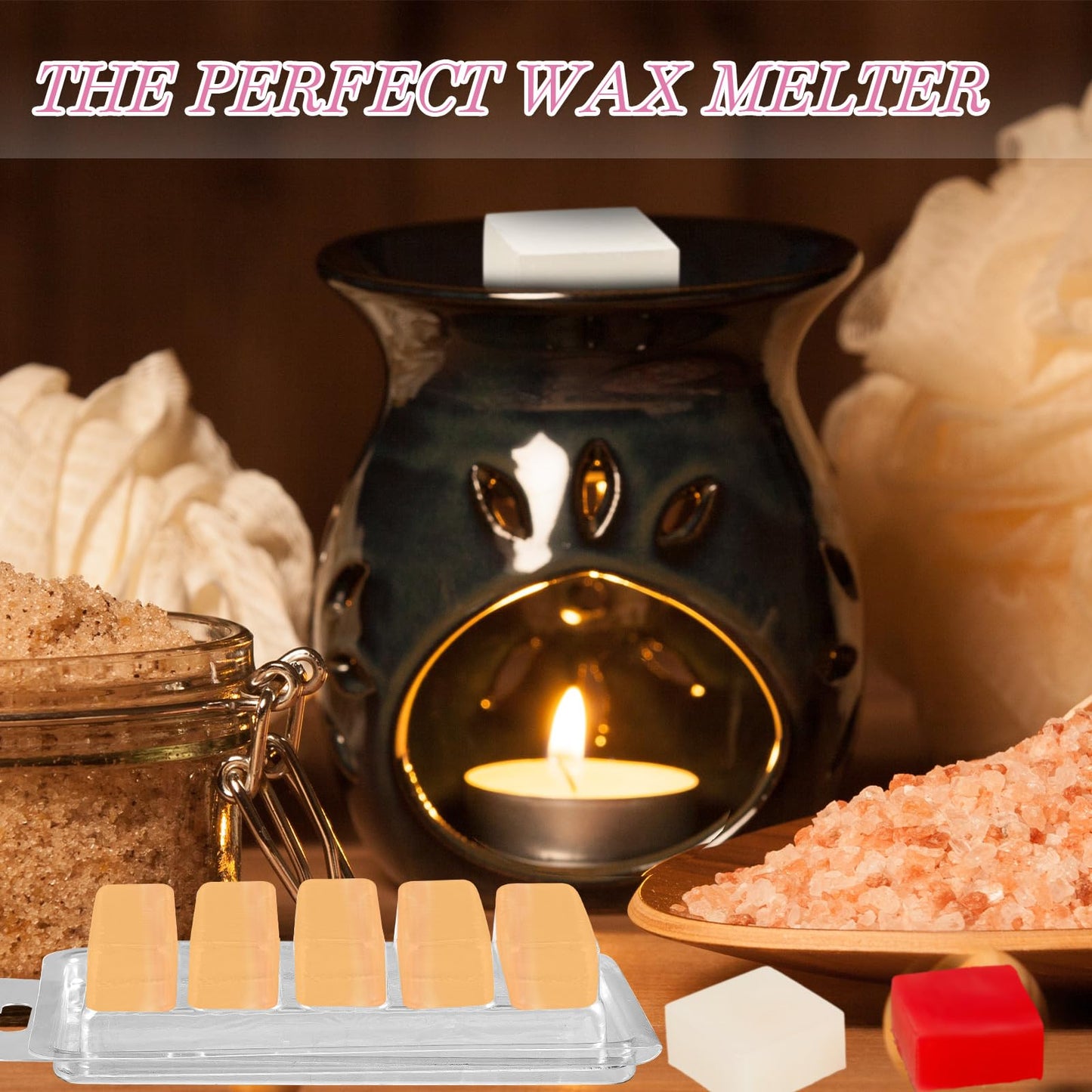 Leinuosen 100 Pcs 5 Cell Wax Melt Molds Empty Clear Wax Containers Easy to Use Pet Plastic Clamshells for Wickless Candles Making Melting Packaging DIY, 5.5 x 2.6 Inch