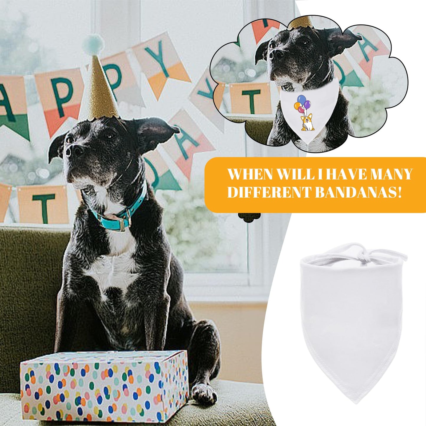 HACRAHO Blank Dog Bandanas, 36 PCS Solid Washable Pet Triangle Scarf White DIY Triangle Dog Bandana for Small Medium Large Dogs