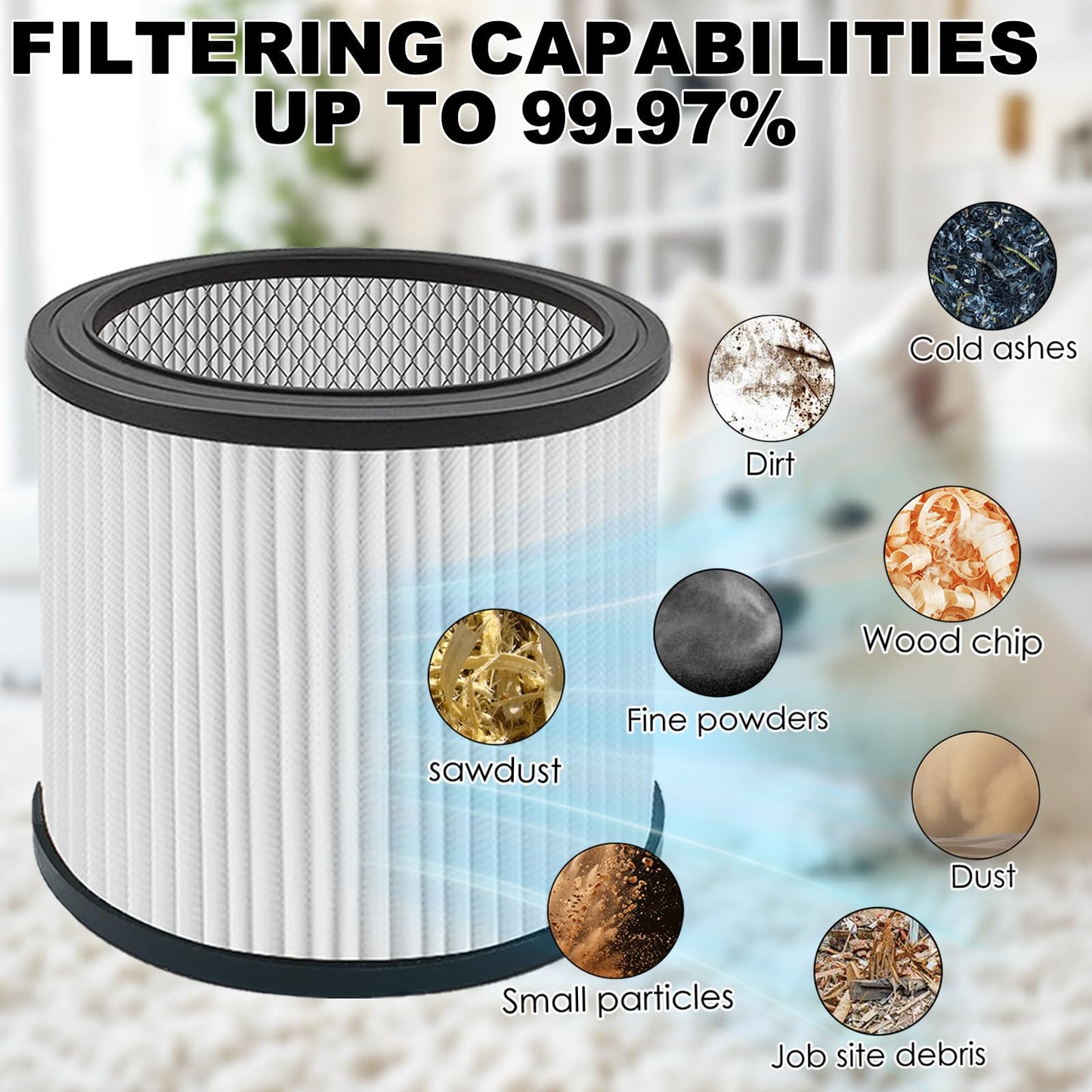 Nerans 2 Pack 90304 Replacement Filter Compatible with Shop Vac 90304 90350 90333 Wet Dry Vac Cartridge Filter with lids and Filter Foam Sleeve, Fits Most 5 Gallon and Above Shop Vac Vacuum Cleaner