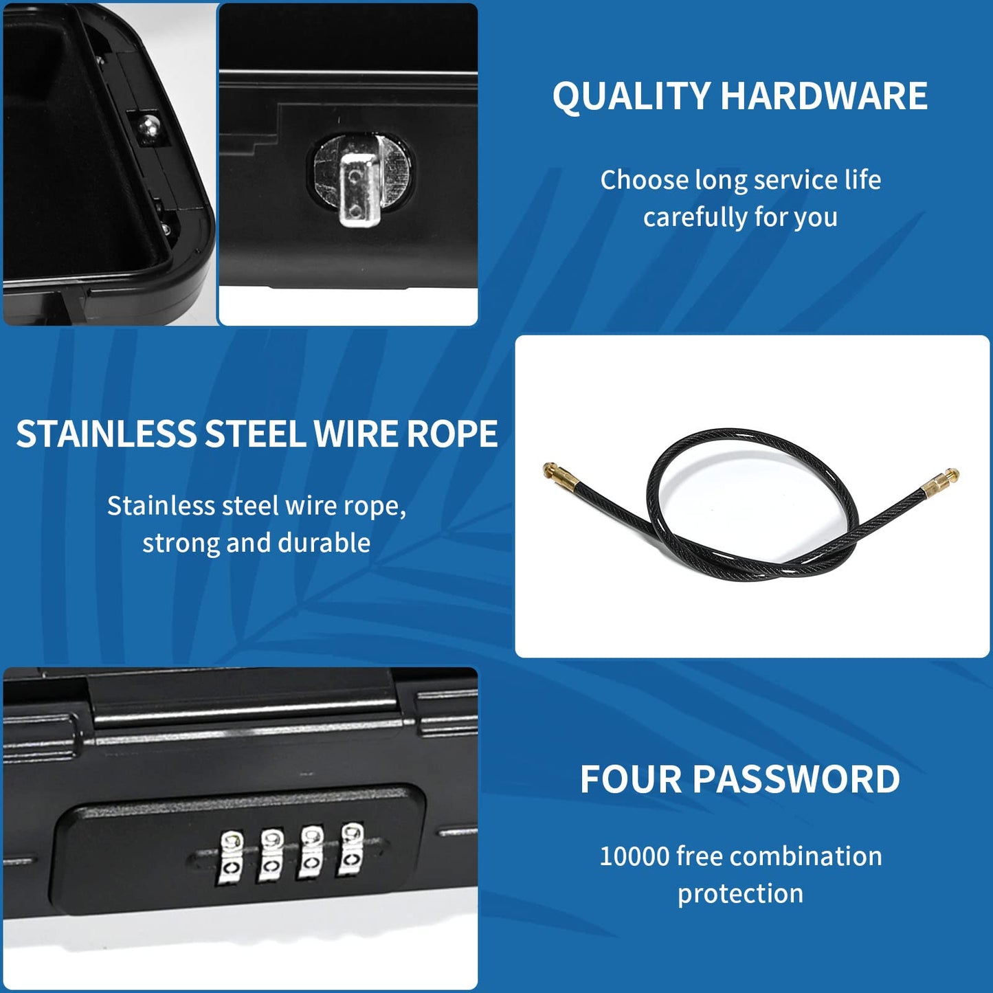 CADUFUELLY Travel Safe Portable Password Box ABS+Stainless Steel Brushed Outdoor Portable Mini Valuables Storage Box, Office, Hotel, Cars, Travel etc, Waterproof and Fall Proof for Home