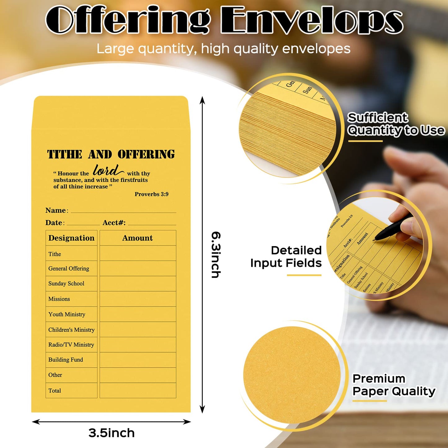 500 Pcs Tithes and Offering Envelopes for Church 6.3 x 3.5 Inches Church Supplies Tithe Envelopes for Church Saving Money Donation Supplies