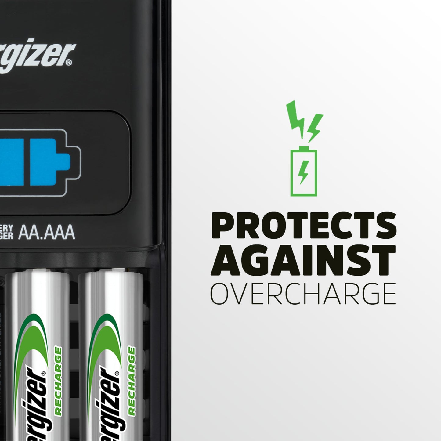 Energizer Rechargeable Battery Charger for C Cell, D Cell, AA, AAA, and 9V Rechargeable Batteries
