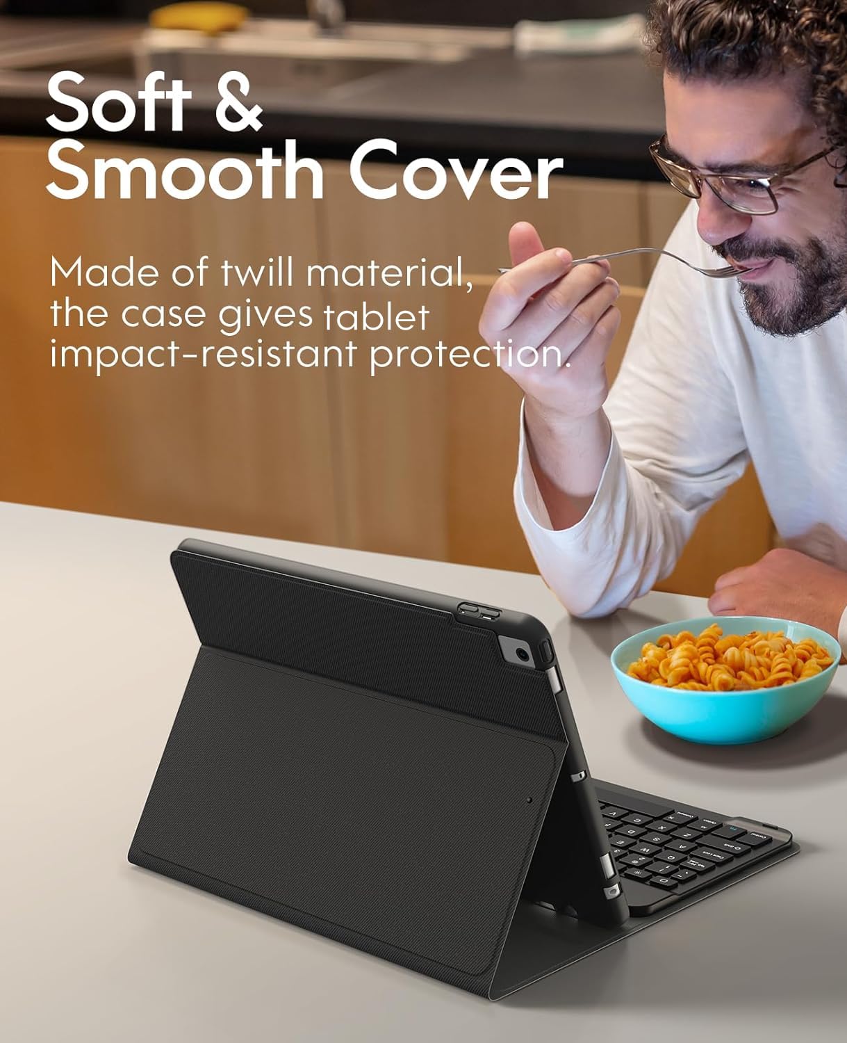 CHESONA for iPad 9th/8th/7th Generation Case with Keyboard, Detachable Wireless Keyboard with Pencil Holder, Rechargeable Stand Folio Keyboard Case for iPad 9th 2021/8th 2020/7th Gen 10.2-inch, Black