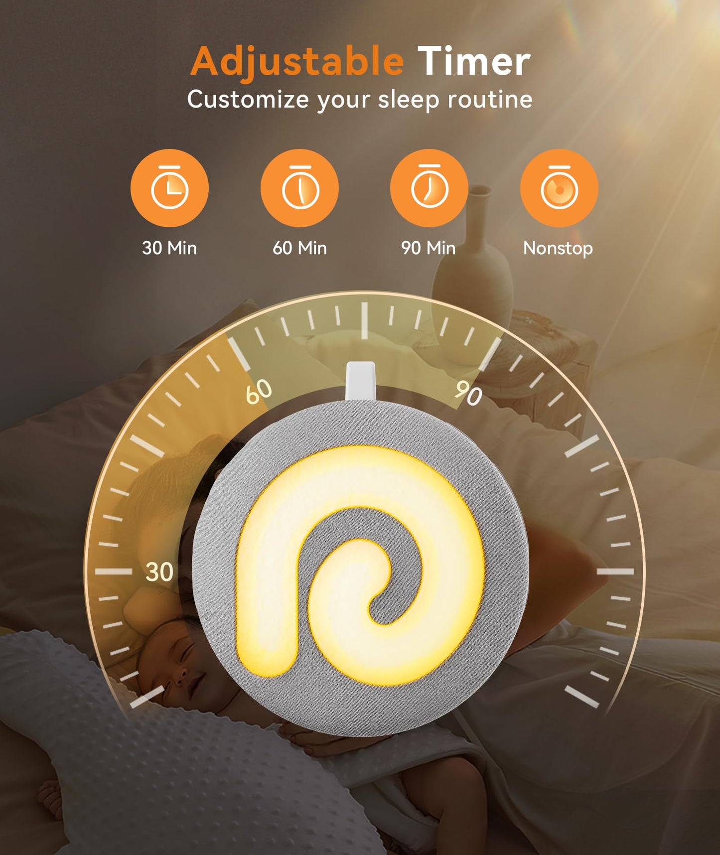 Dreamegg Portable Sound Machine for Baby Kids, White Noise Machine for Sleeping,Night Light,21 Soothing Sounds, Volume Control, Child Lock, USB Rechargeable Sound Machine Baby for Travel