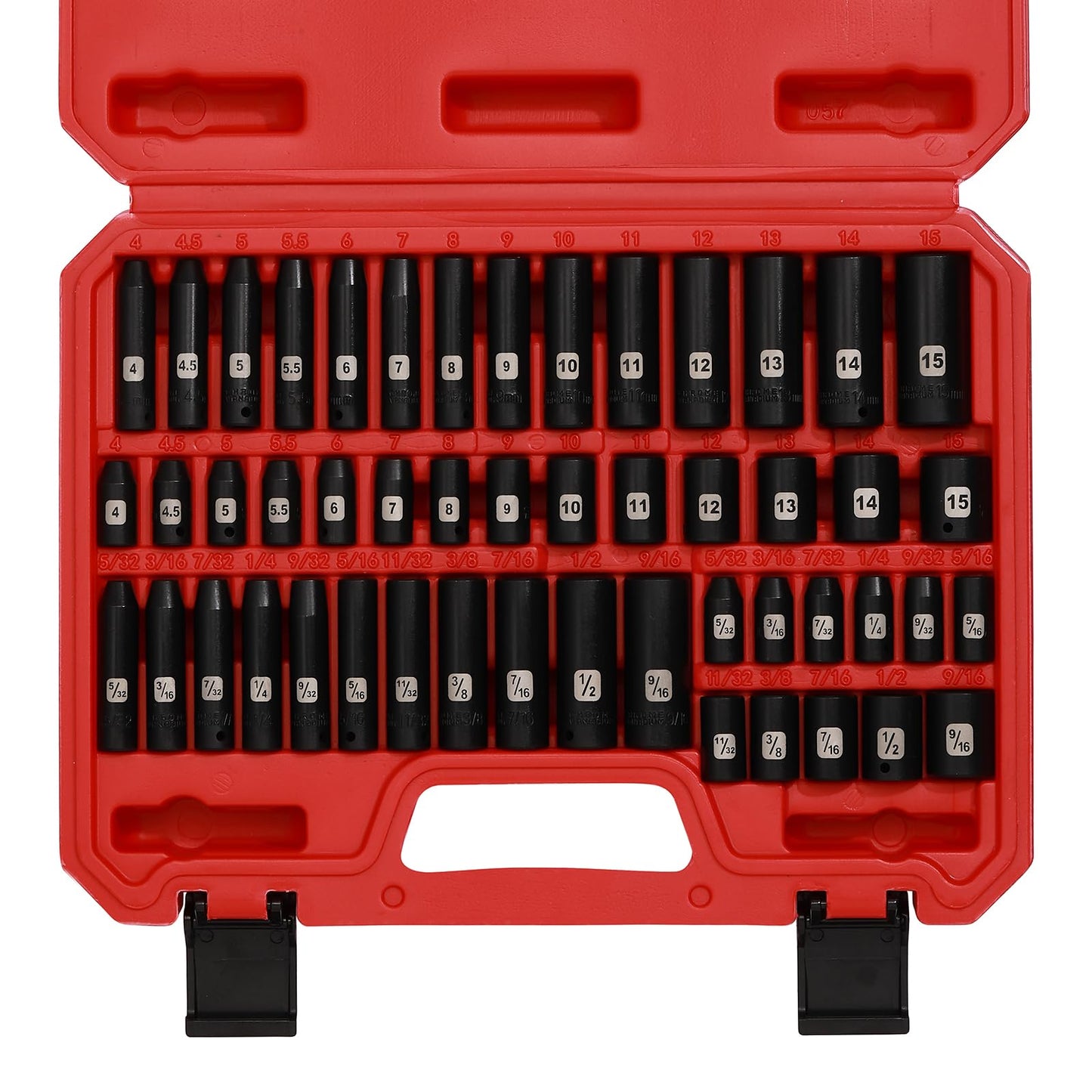 Mayouko 50PCS 1/4 Inch Drive Master Impact Socket Set,Metric/SAE,Deep/Shallow,6 Point,CR-V, 5/32 Inch - 9/16 Inch, 4mm - 15mm.