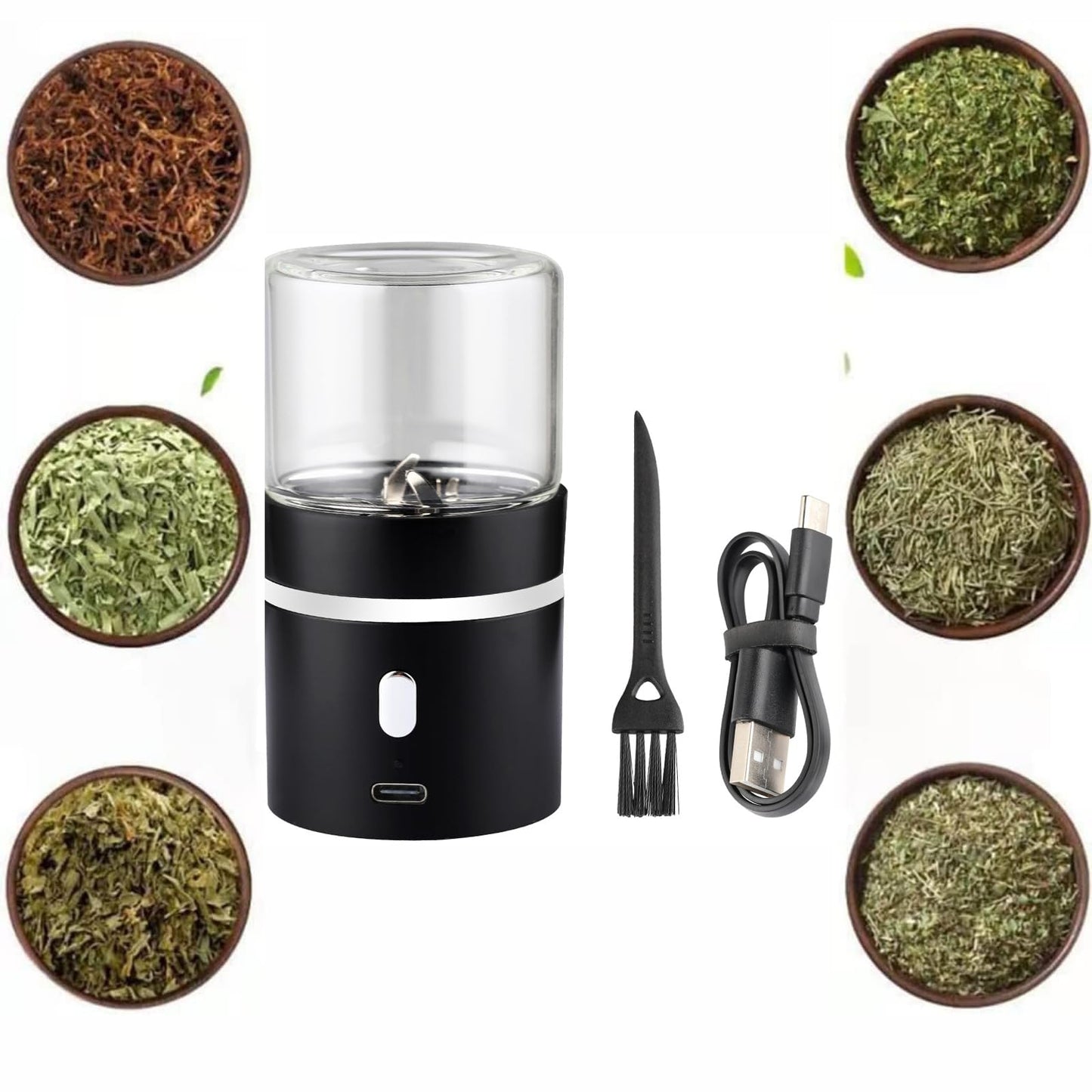 Aiyingmei Upgraded Mini Portable Electric Herb Grinder, Spice Pollen Grinder 400 mAh with 50ml Jar, Easy to Carry