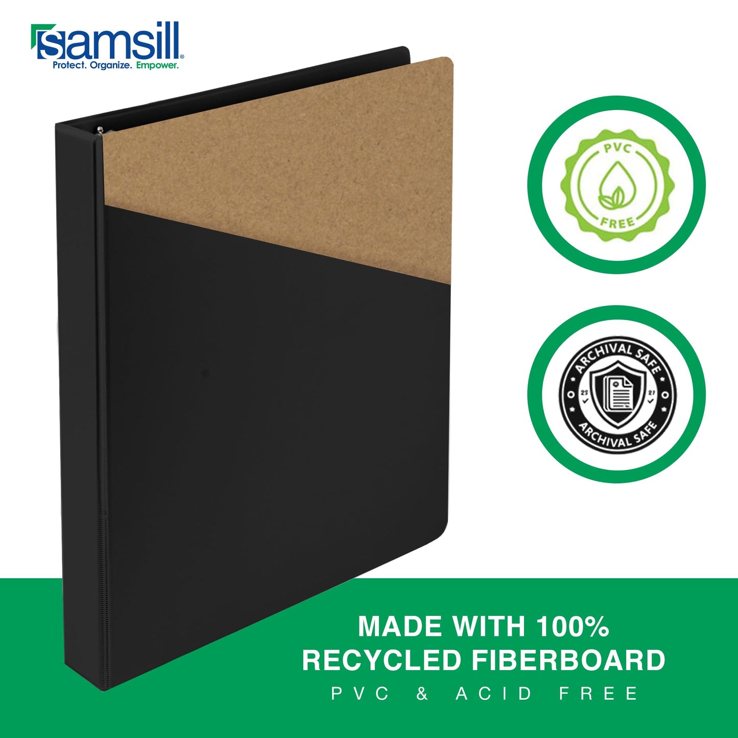 Samsill Economy 3 Ring View Binders, 1 Inch Round Ring, Customizable Clear View Cover, Black, Bulk Binders - 12 Pack