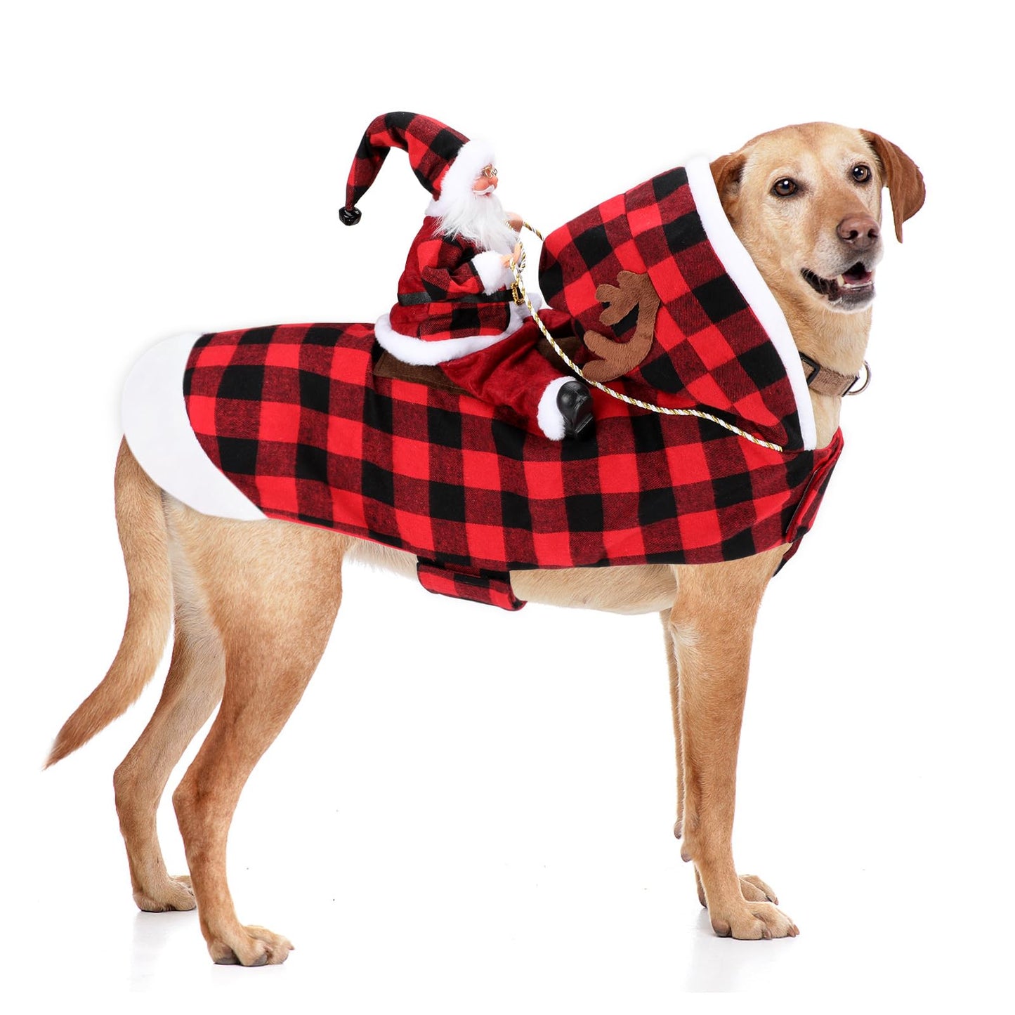 BWOGUE Santa Dog Costume Christmas Pet Clothes Santa Claus Riding Pet Cosplay Costumes Party Dressing up Dogs Cats Outfit for Small Medium Large Dogs Cats