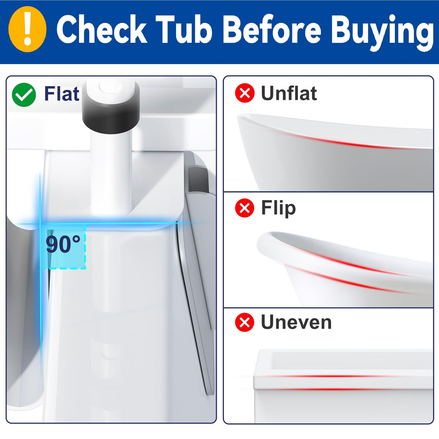 Adjustable Bathtub Safety Rail: Shower Grab Bar Handle for Seniors, Elderly, and Disabled, Fits 3.1 to 6.7 Inch Tub Walls, Bathroom Safety Bars with Non-Slip Grip, Supports 300 lbs