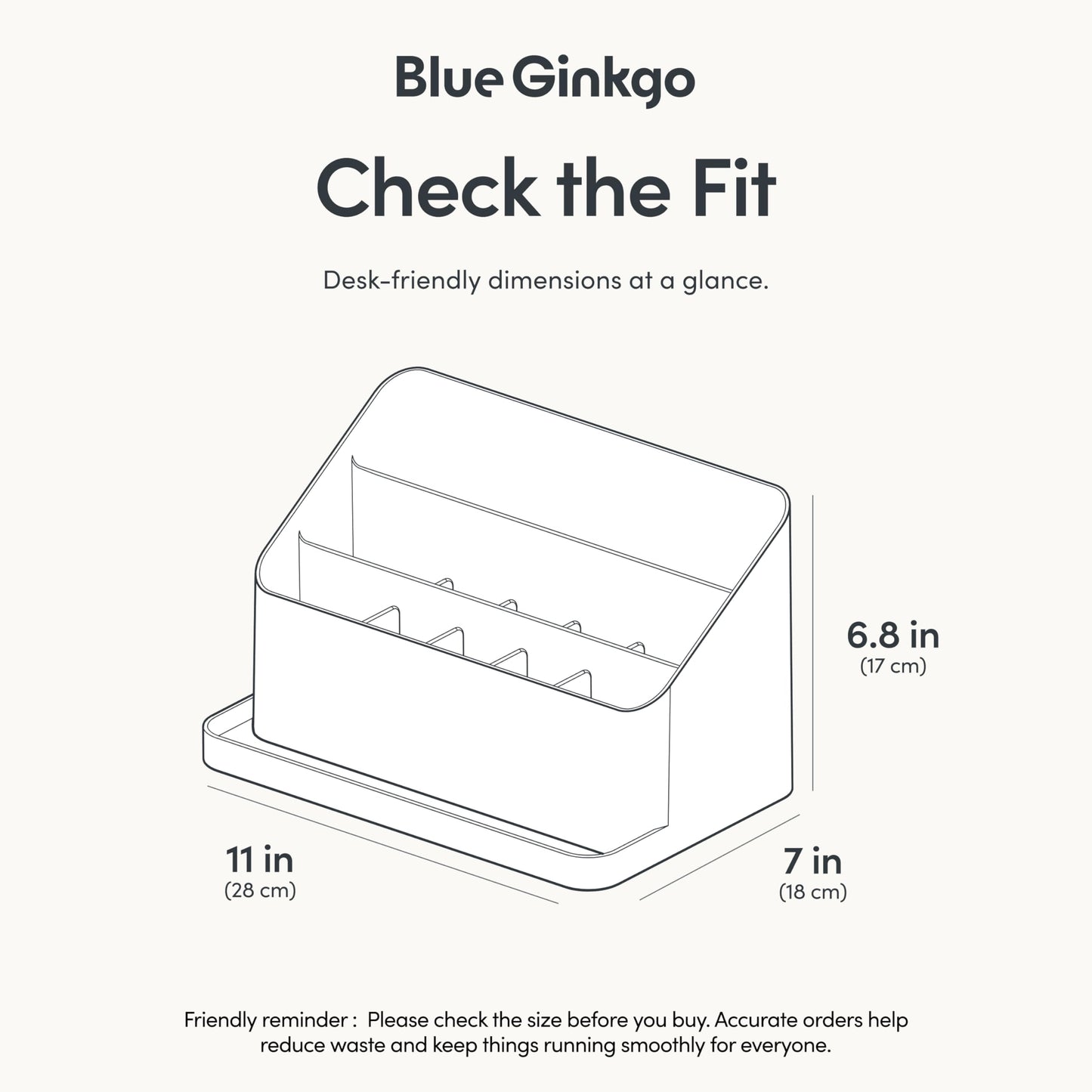 Blue Ginkgo Desk Organizer – Korean-Made Office Storage for Pens, Notes, Mail, and Supplies (White)