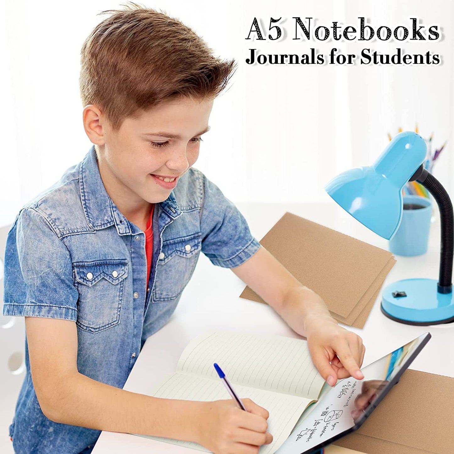 36 Pack A5 Kraft Paper Notebook Journals 5.5 Inch x 8.3 Inch Journal Softcover Line Notebooks Bulk for Kids Student Writing Sketch Travel Journal Office with 60 Pages 30 Sheets (Black,Brown)