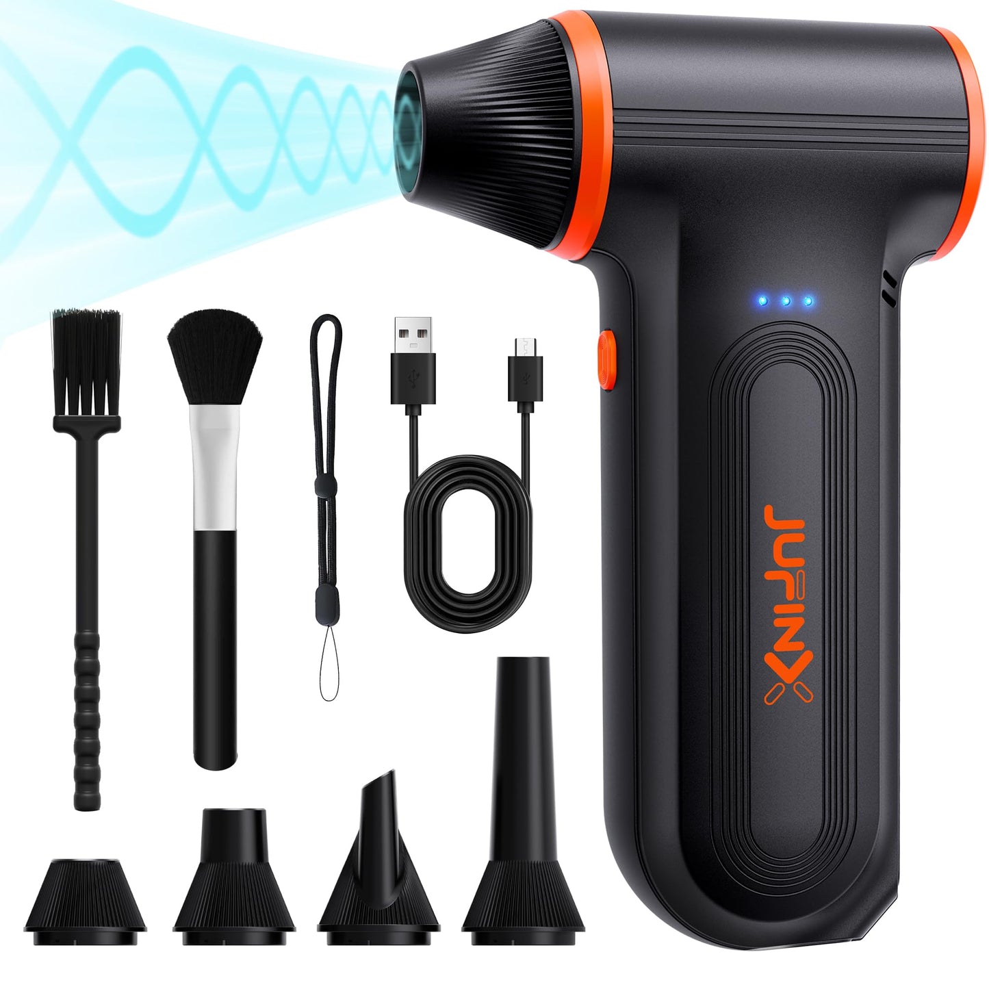 X117 Compressed Air Duster-150000RPM Super Power Snow Blower, 3-Gear Adjustable Mini Blower with Fast Charging, Electric Air Duster for Leaves,Snow,Computer, Keyboard, House, Outdoor,and Car