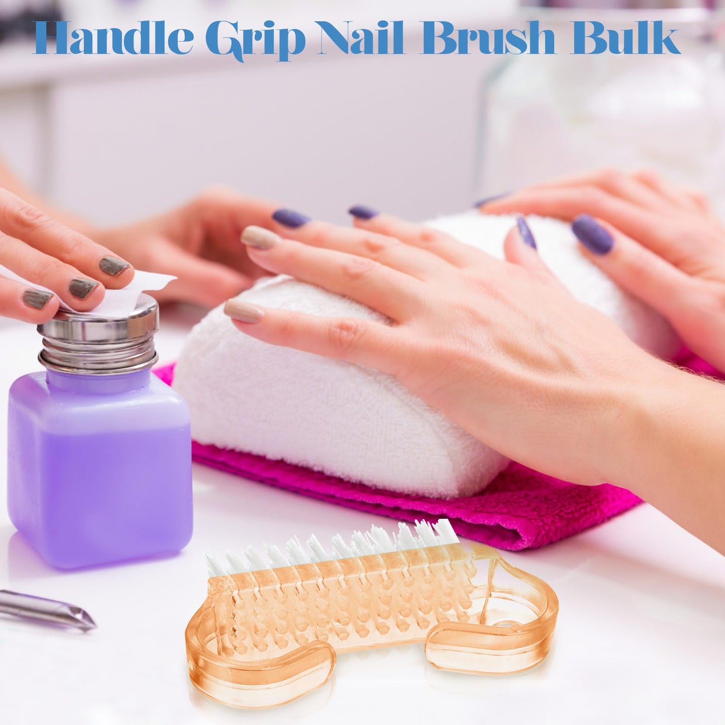 Bokon 400 Pcs Handle Grip Nail Brush Bulk Nail Scrub Brush Nail Brush for Toes and Nails Cleaner, Pedicure Scrubbing tool kit for Men and Women(Colorful)