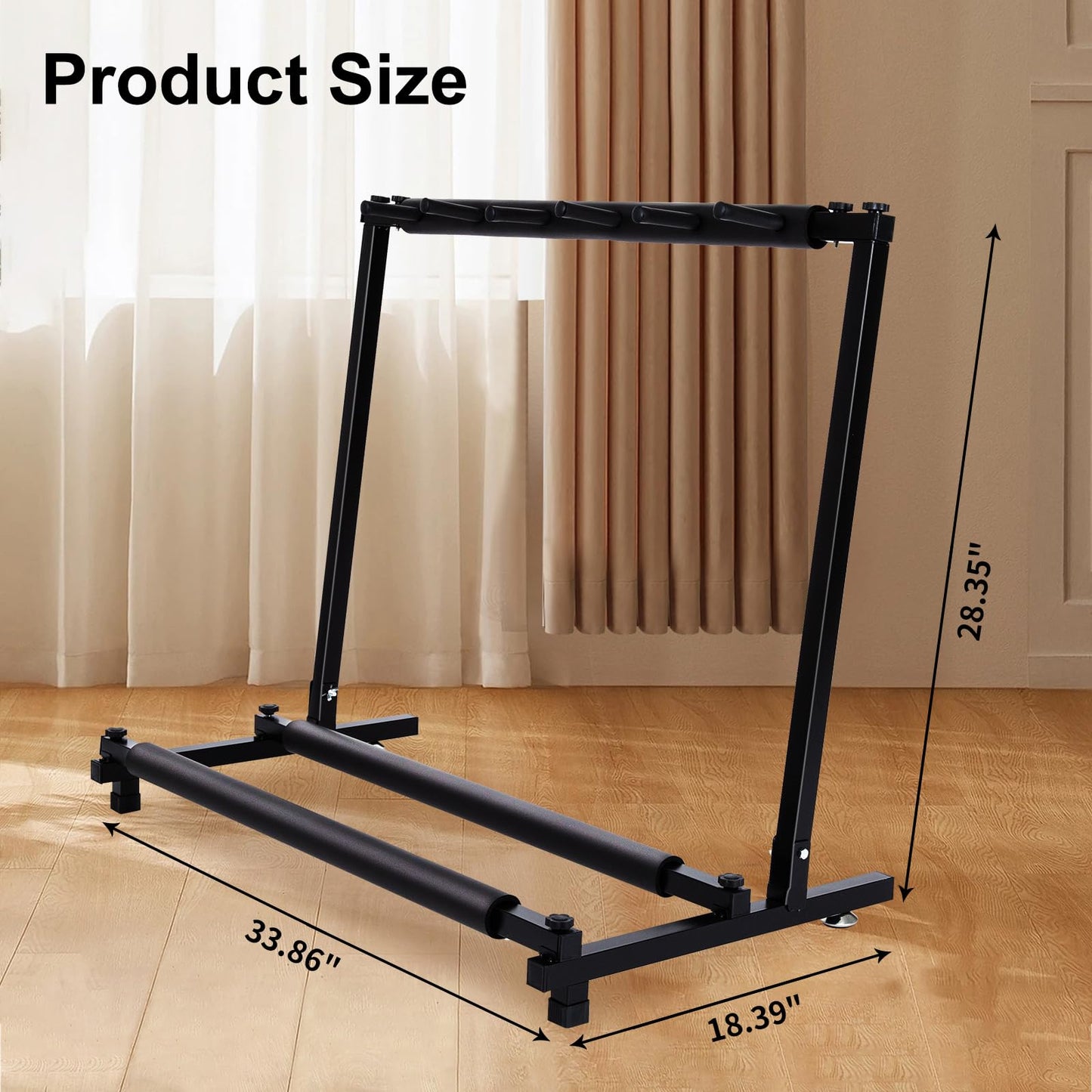 AODSK 5 Multi Guitar Stand Rack with Folding Design,Multiple Guitars Stand,Portable Black Guitar Holder,Black Guitar Display Holder for Guitar & Bass,Studio & Home (Square-5 Holder)