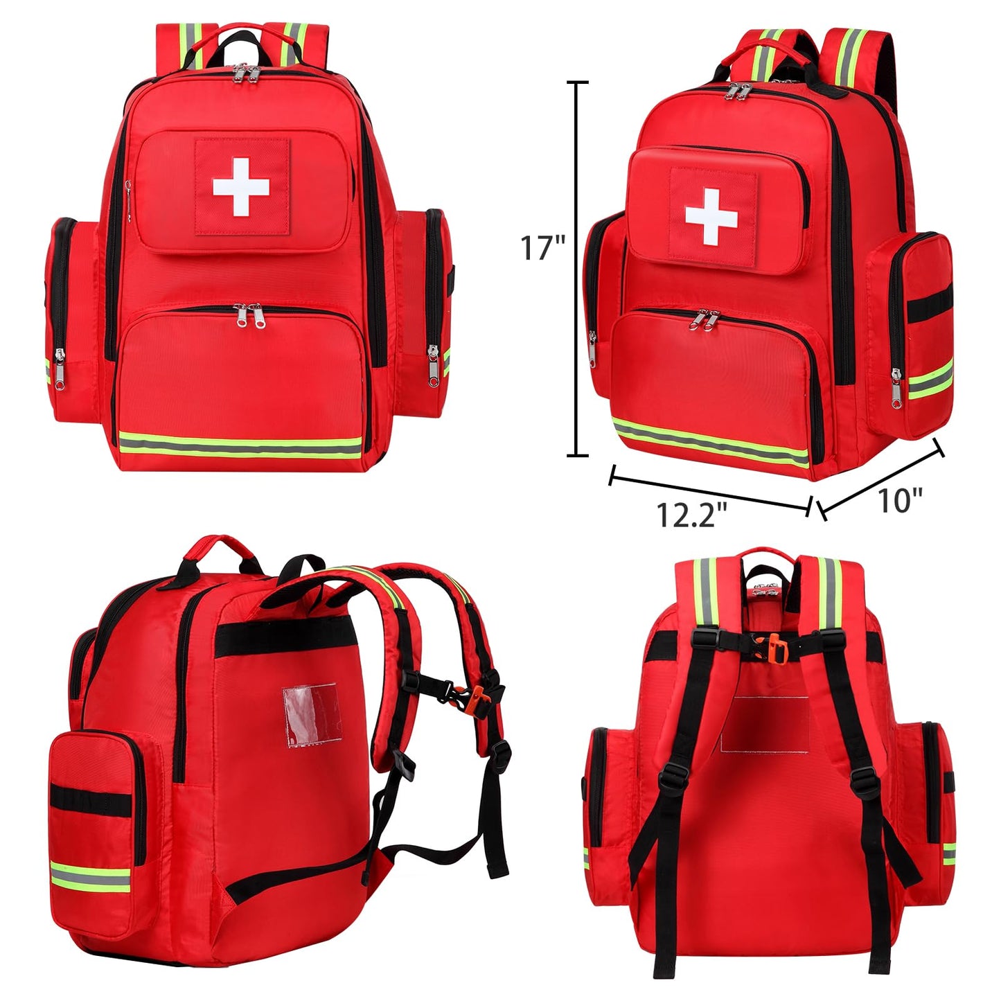 Gatycallaty First Aid Backpack Medical Emt First Responder Bag Empty Ems Emergency Home Health Hiking Trauma Travel Camping, Red, Large, First Aid Backpack With Shoulder Medical Bag