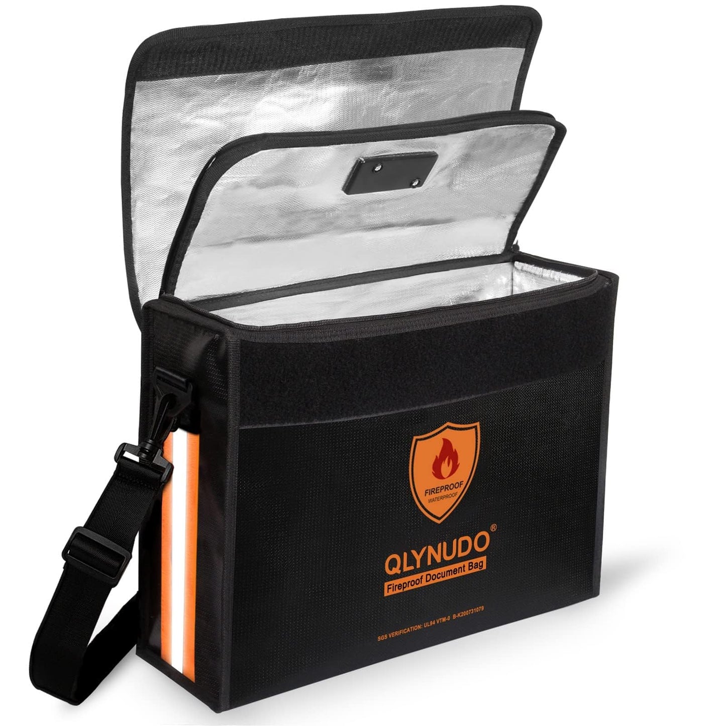 Waterproof Fireproof Document Bag with Lock - Important Document Holder, Large Fireproof Box for Documents, Black, 17 x 5.5 x 12 inches