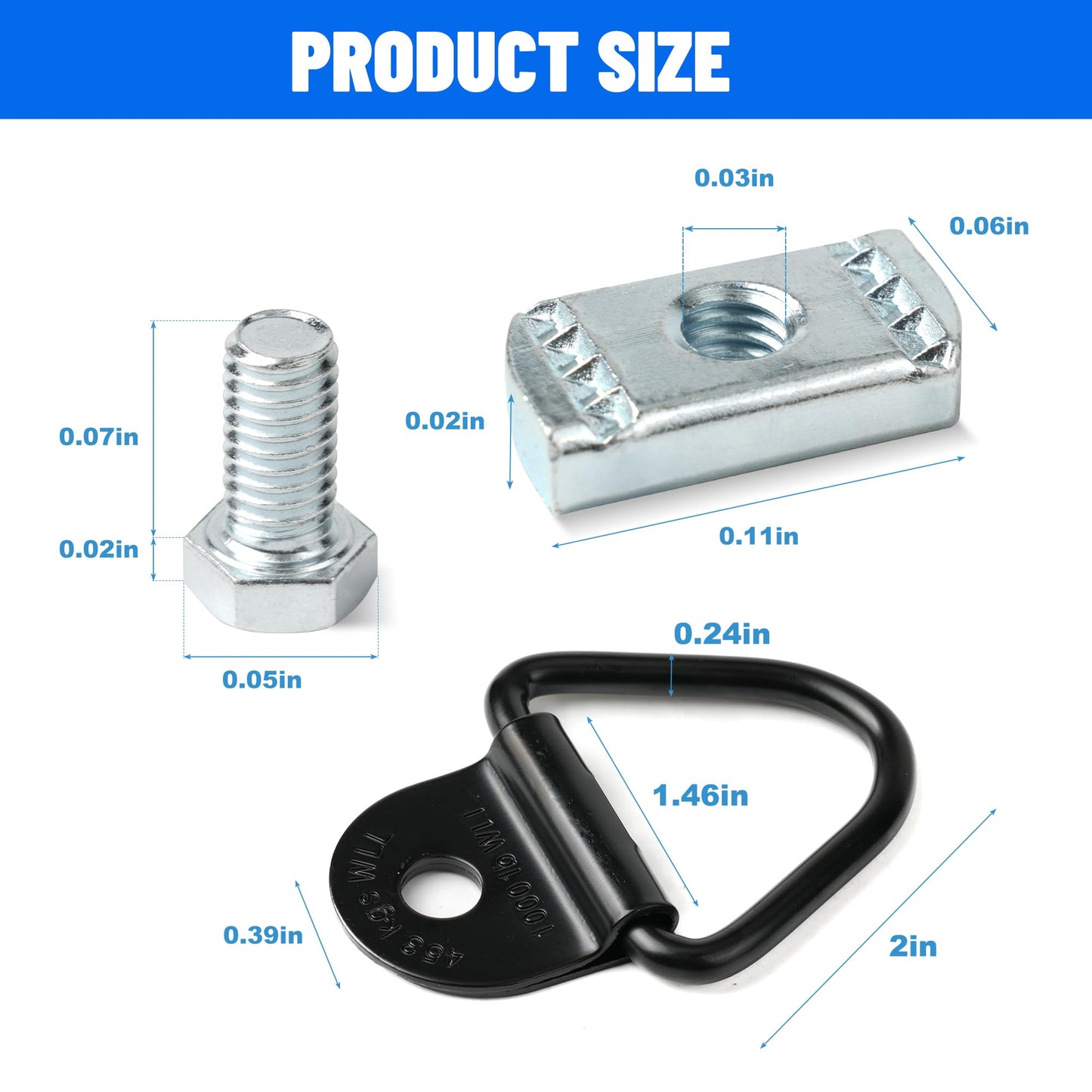 Camotokiit 4 Set Truck Bed Rail Bolts Nuts Cargo D-Rings Tie Down Mount Kit Fits Nissan Frontier Titan W/Utili Track Bed Rail System