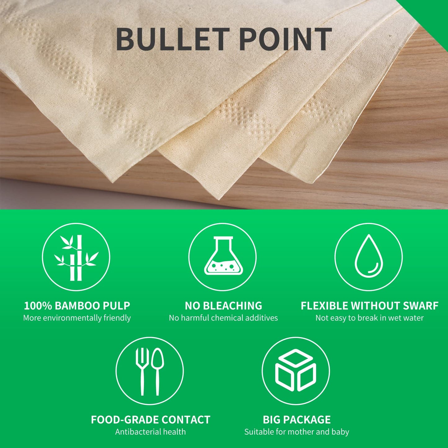 Soft Durable Bamboo Facial Tissues - 3 Ply Natural Facial Tissue Multi-Purpose Bamboo Paper Unscented Dry Or Wet Use Suitable for Bathroom,Kitchen,Home,Office 12 Packs