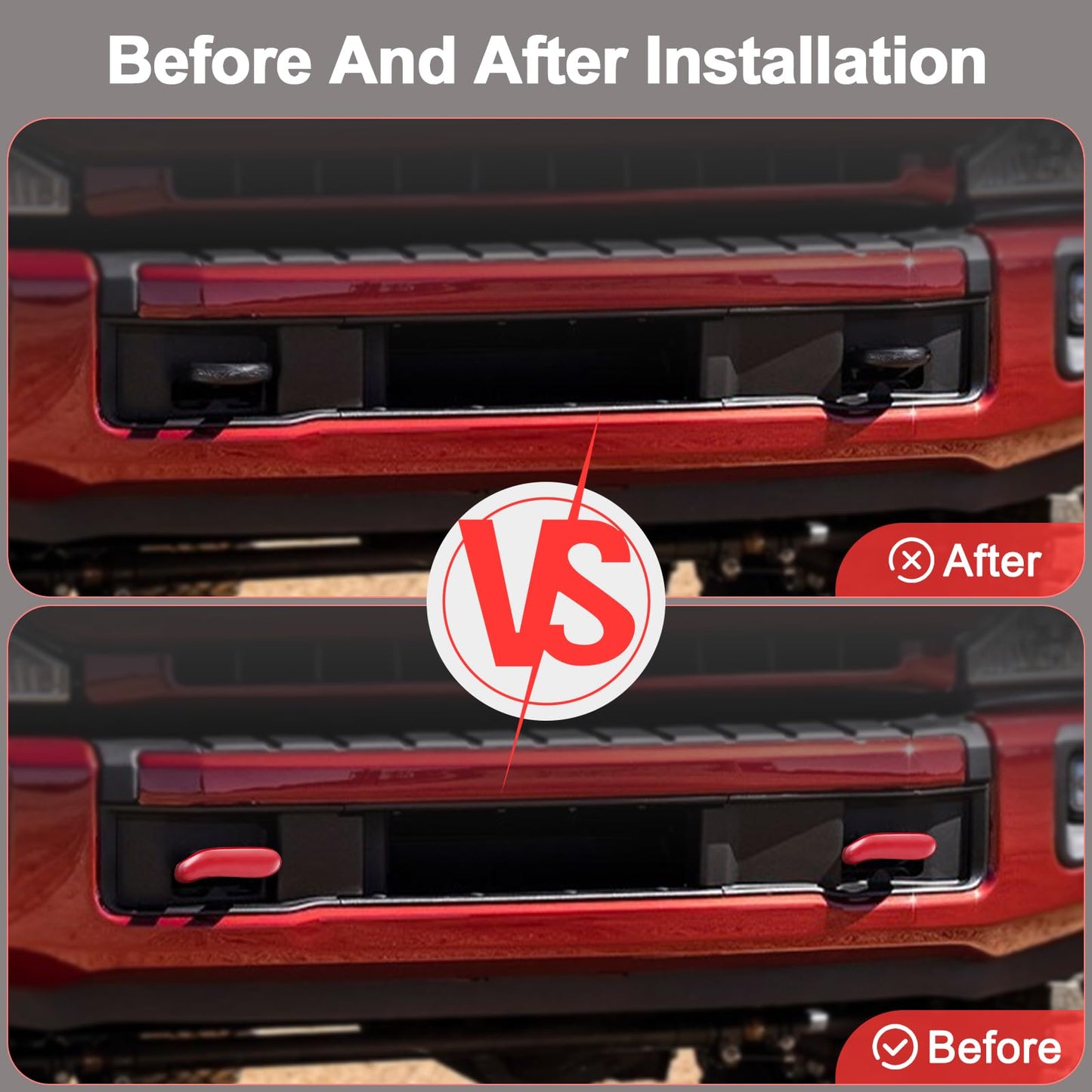 TOVIIEA Tow Hook Covers for Ford Super Duty F250 F350 F450 2017-2026 Thicken Upgrade, Tow Hitch Covers Compatible with F250/F350/F450 2017-2026 Accessories,2PCS-RED