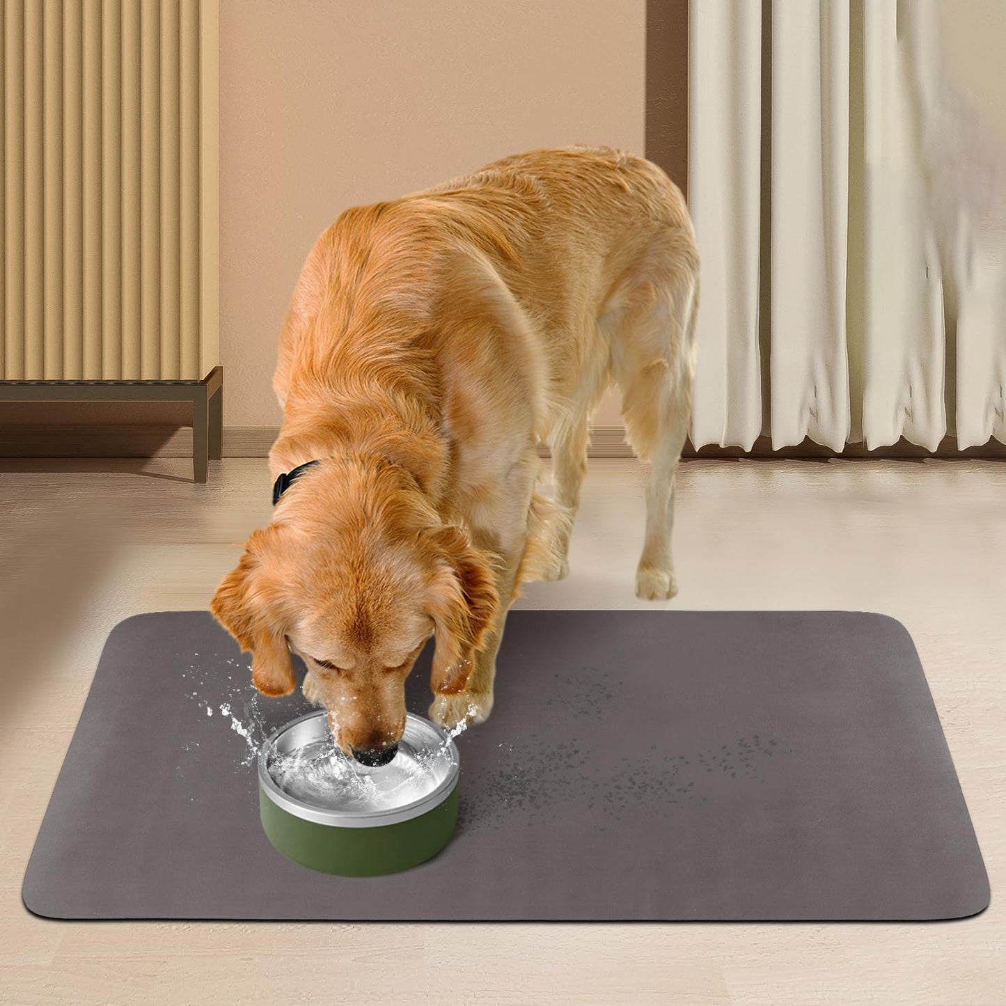 Quick Dry Absorbent Dog Food Mat, 36 x 23 in Diatom Anti-Slip Mud Dog Water Bowl Mat, No Messy Pet Feeding Mat Dogs Supplies for Large and Multiple Dogs