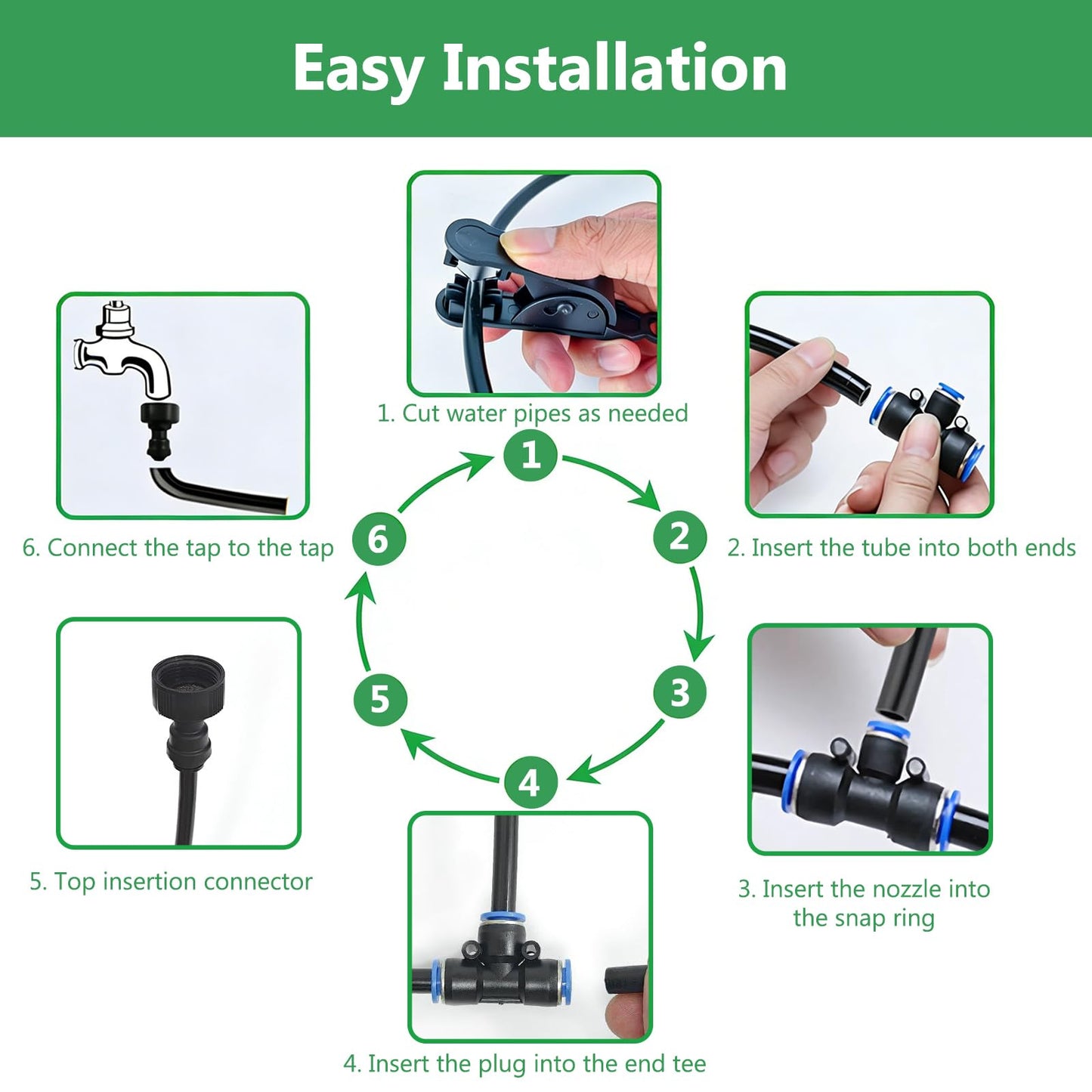 65FT 5/16 Inch Drip Irrigation System for Garden, 2026-Upgrade High-Flow Garden Watering Kit with 20 Adjustable Copper Nozzles, Even Water Distribution for Lawn & Greenhouse