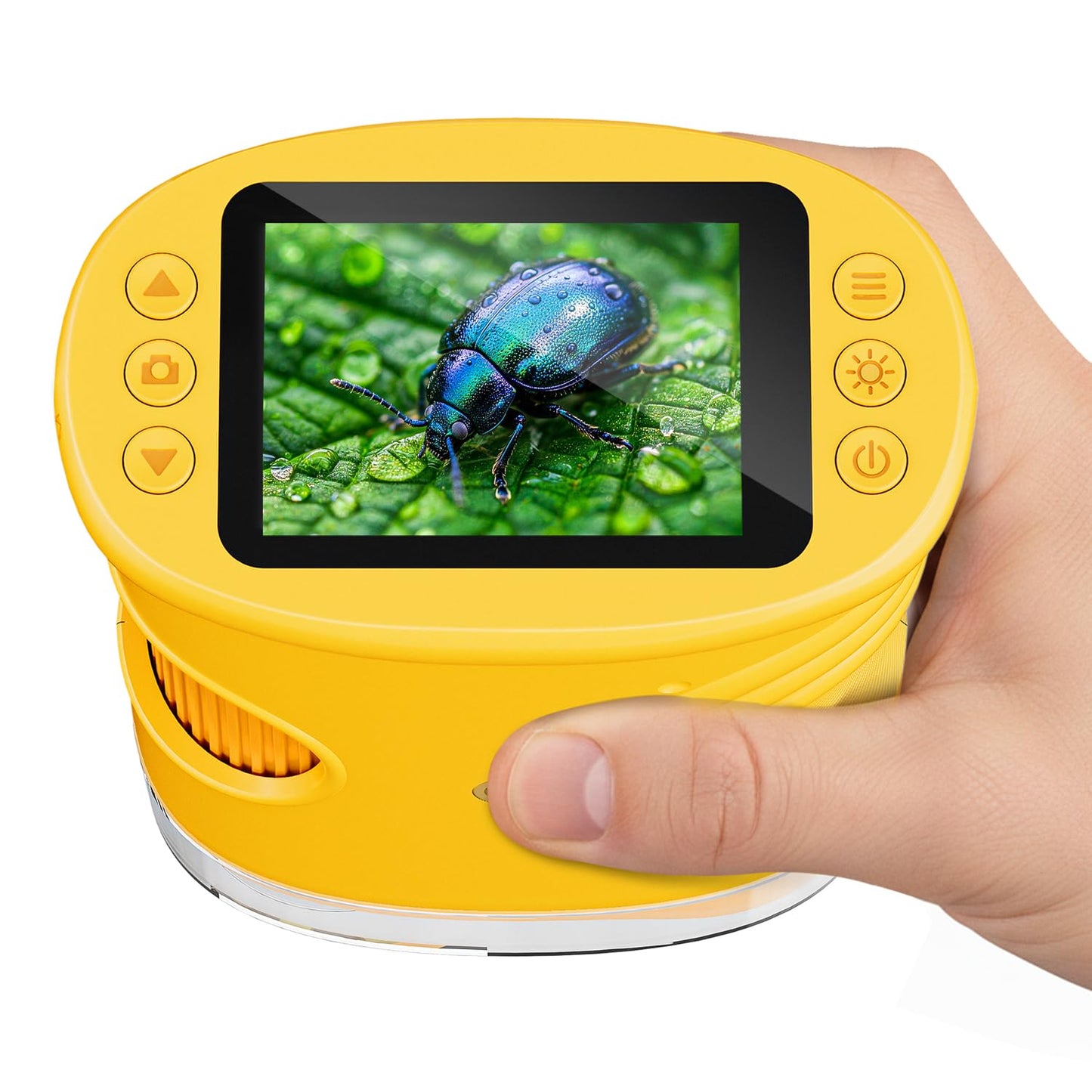 Temodu Kids Microscope 2.0" Screen 1000X Digital Microscope for Kids, Mini Pocket Handheld Microscopes for Children Birthday Festival Gift, Science Education Fun Toys for Boys Girls Ages 4-12 (Yellow)