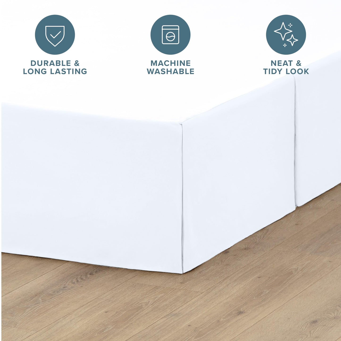 Bare Home Bed Skirt Double Brushed Premium Microfiber, 15-Inch Tailored Drop Pleated Dust Ruffle, 1800 Ultra-Soft Collection, Shrink and Fade Resistant (Queen, White)