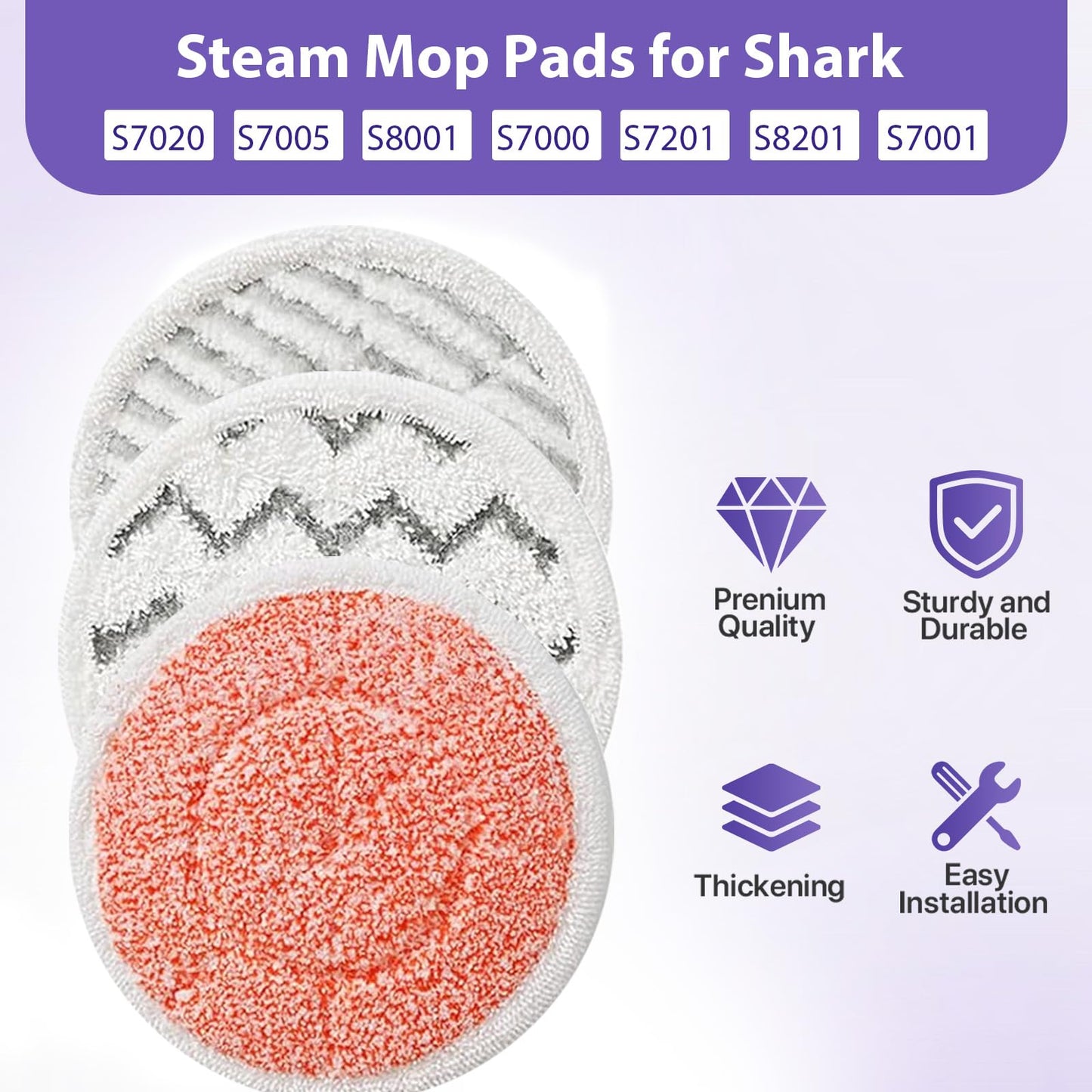 12 Pack S8001 S8201 S8000 S7001 Steam and Scrub Mop Pads for Shark S8001 S8201 S8000 S7001 S7201 S7005 S7000AMZ S7000 S7001TGT S7020 Steam & Scrub Steam Mop for Model XKITP7000