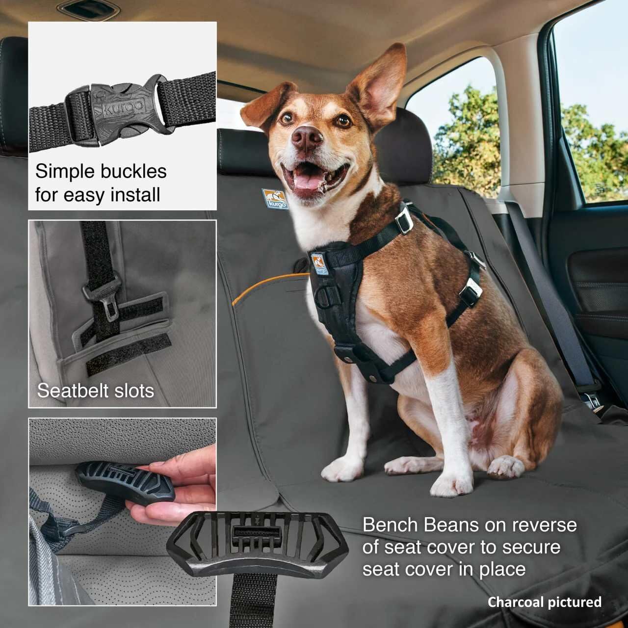Kurgo Dog Seat Cover, Car Bench Seat Covers for Pets, Dog Backseat Cover Protector, Water Resistant for Dogs, Contains Seat Anchors