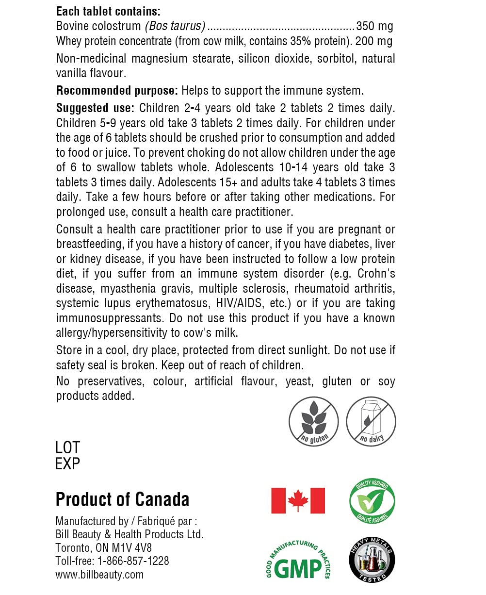 Bill Natural Sources® Children's Colostrum 90 count 6 PACKS (1 FREE) Made in Canada