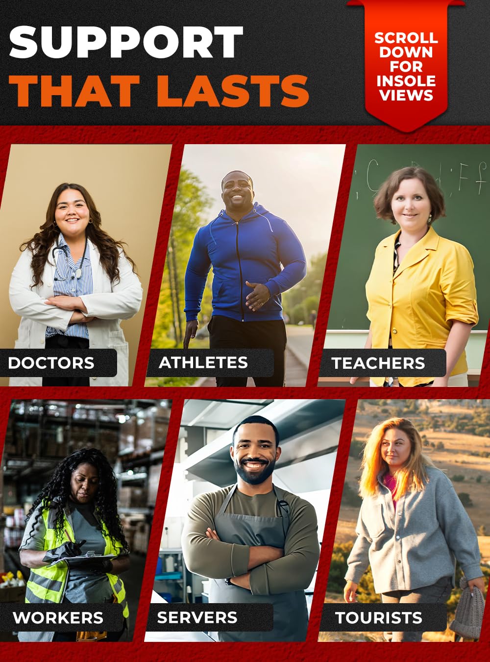 (220+lbs) Plantar Fasciitis High Arch Support Insoles Inserts Men Women - Orthotic Insoles High Arch for Arch Pain - Boot Work Shoe Insole - Heavy Duty Support Pain Relief (M, Black)