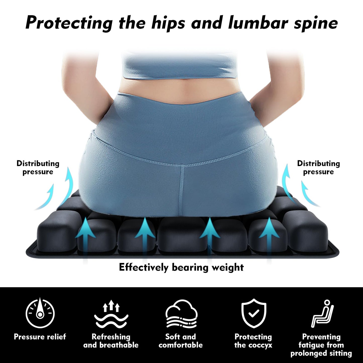 Inflatable Travel Seat Pressure Cushion, 3D Air Cushions for Airplane Car Wheelchair Office, Portable Ergonomic Cushion for Pressure Relief, Wheelchair Accessories