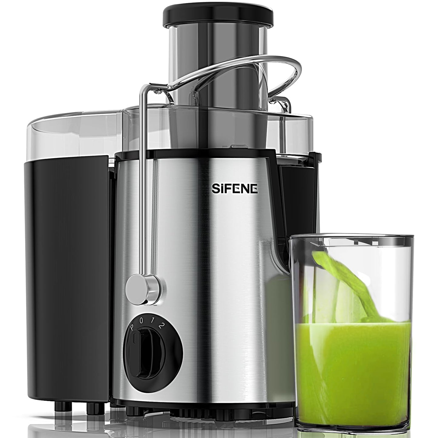 SiFENE Juicer Machine, Quick Juicer Extractor Maker, 3" Big Mouth for Whole Veggies & Fruits, Easy to Clean, Non-BPA Stainless Steel Kitchen Juicer (Silver)