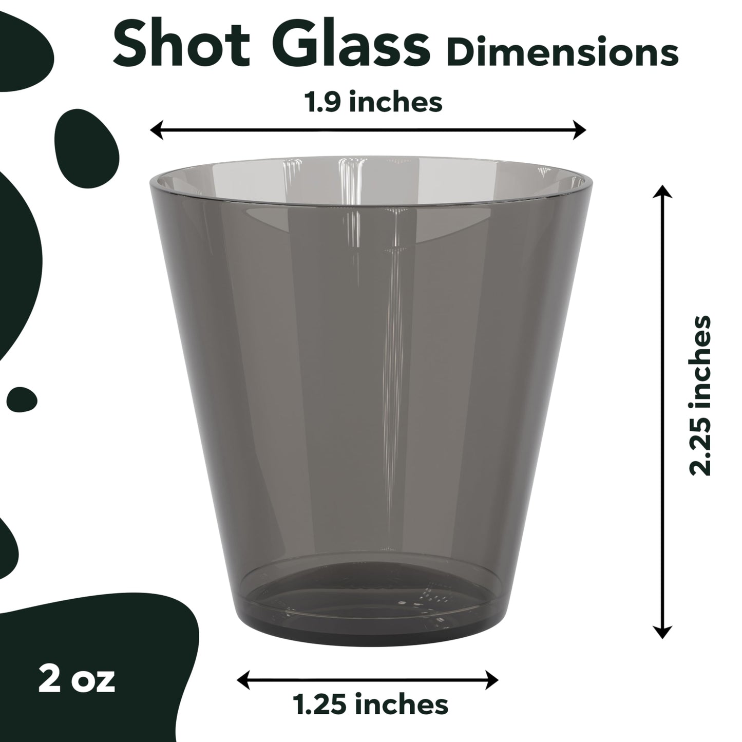 Exquisite Plastic Shot Glasses - 200 Count 2 Oz Smokey Dark Tinted Black Cups - Perfect Party Supplies for Cool and Cute Disposable Shots