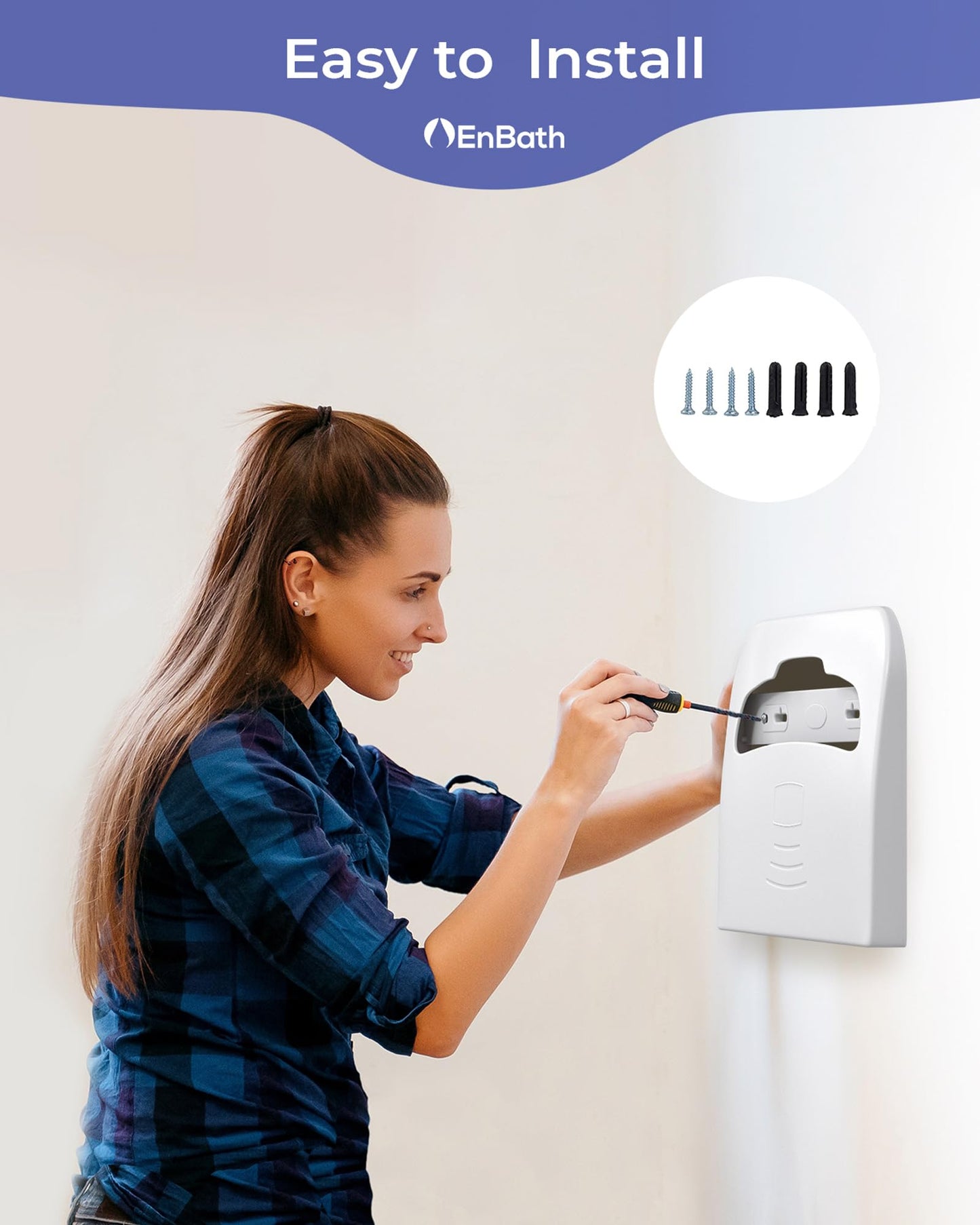 EnBath Commercial Toilet Seat Cover Dispenser Wall Mount (2-Pack), White Half-Fold Toilet Seat Cover Holder for Bathroom/Restroom, 2TSCD-White