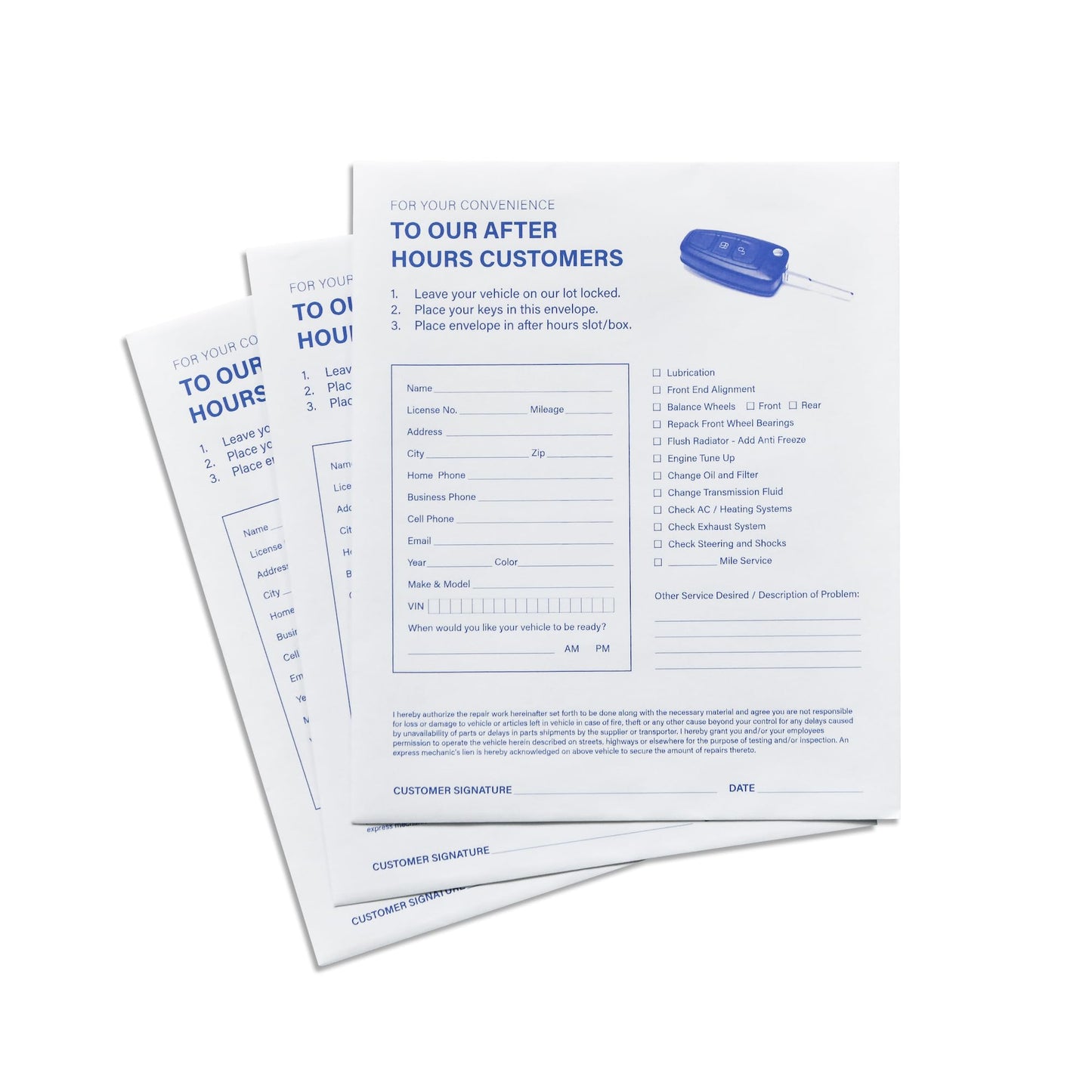 Key Drop Off Standard Envelopes for After Hours | Auto Shop Repair/Service Drop Box Overnight Envelopes | White (500)