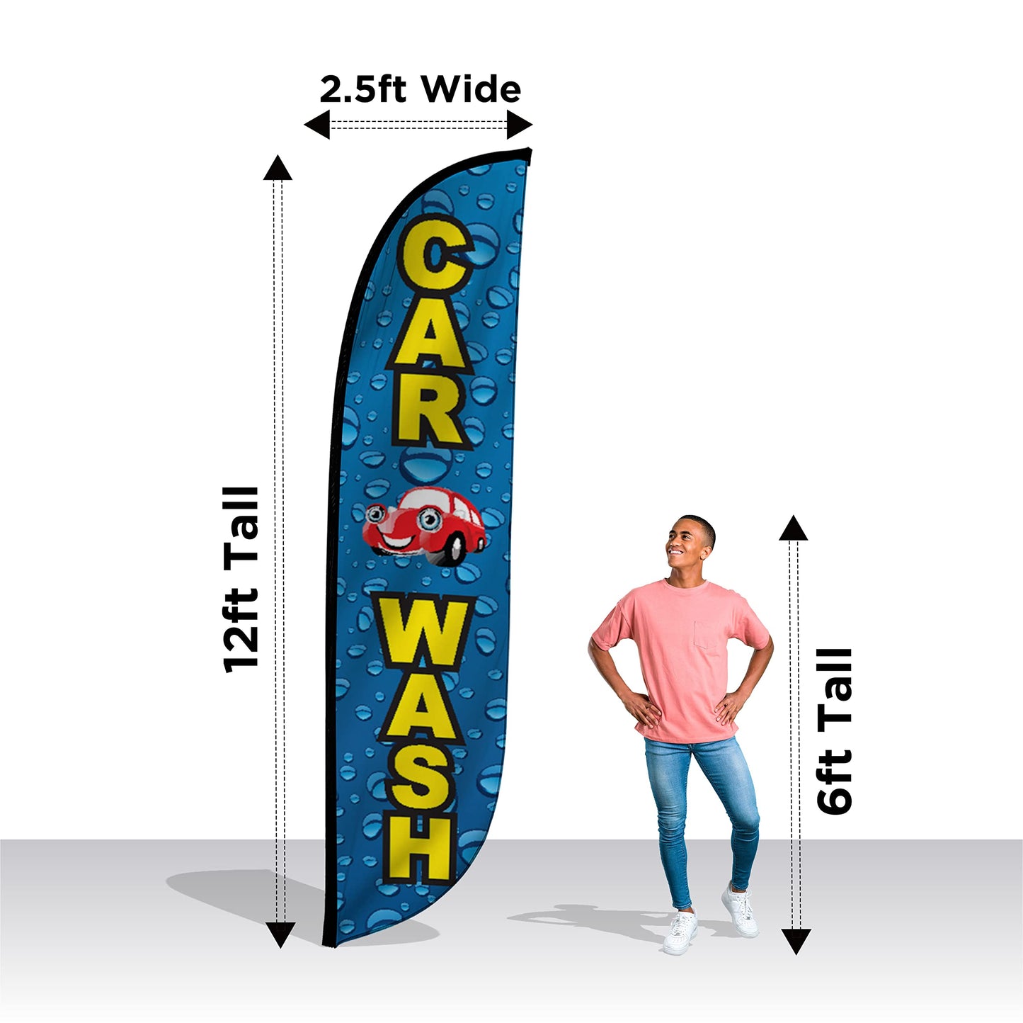 LookOurWay Car Wash Water Drips Feather Flag, 12'