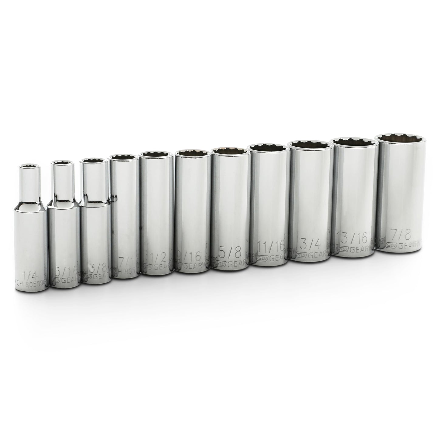 GEARWRENCH 11 Pc. 3/8" Drive 12 Pt. Deep Socket Set, SAE - 80563