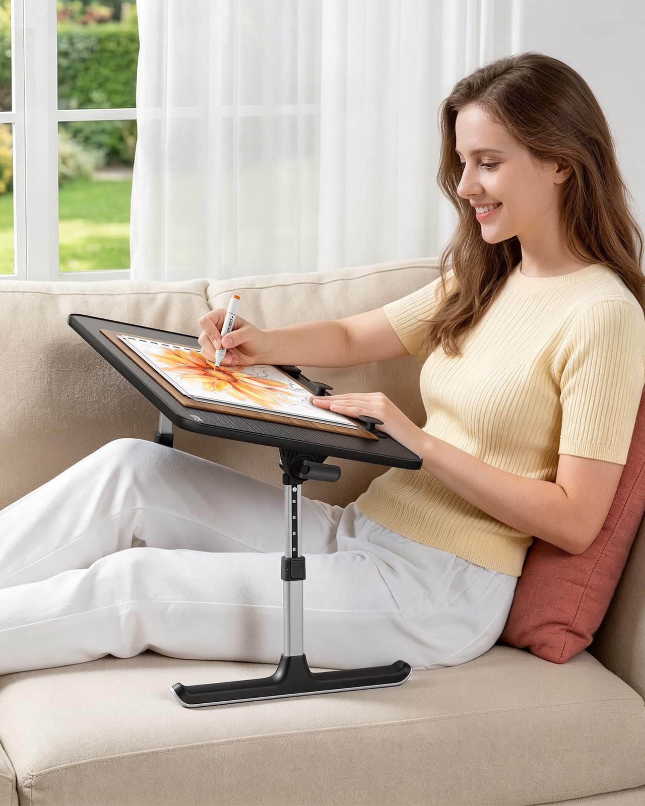 Laptop Desk for Bed, SAIJI Lap Desks Bed Trays for Eating Writing, Adjustable Computer Laptop Stand, Foldable Lap Table in Sofa and Couch (23.6 x 13,Black)