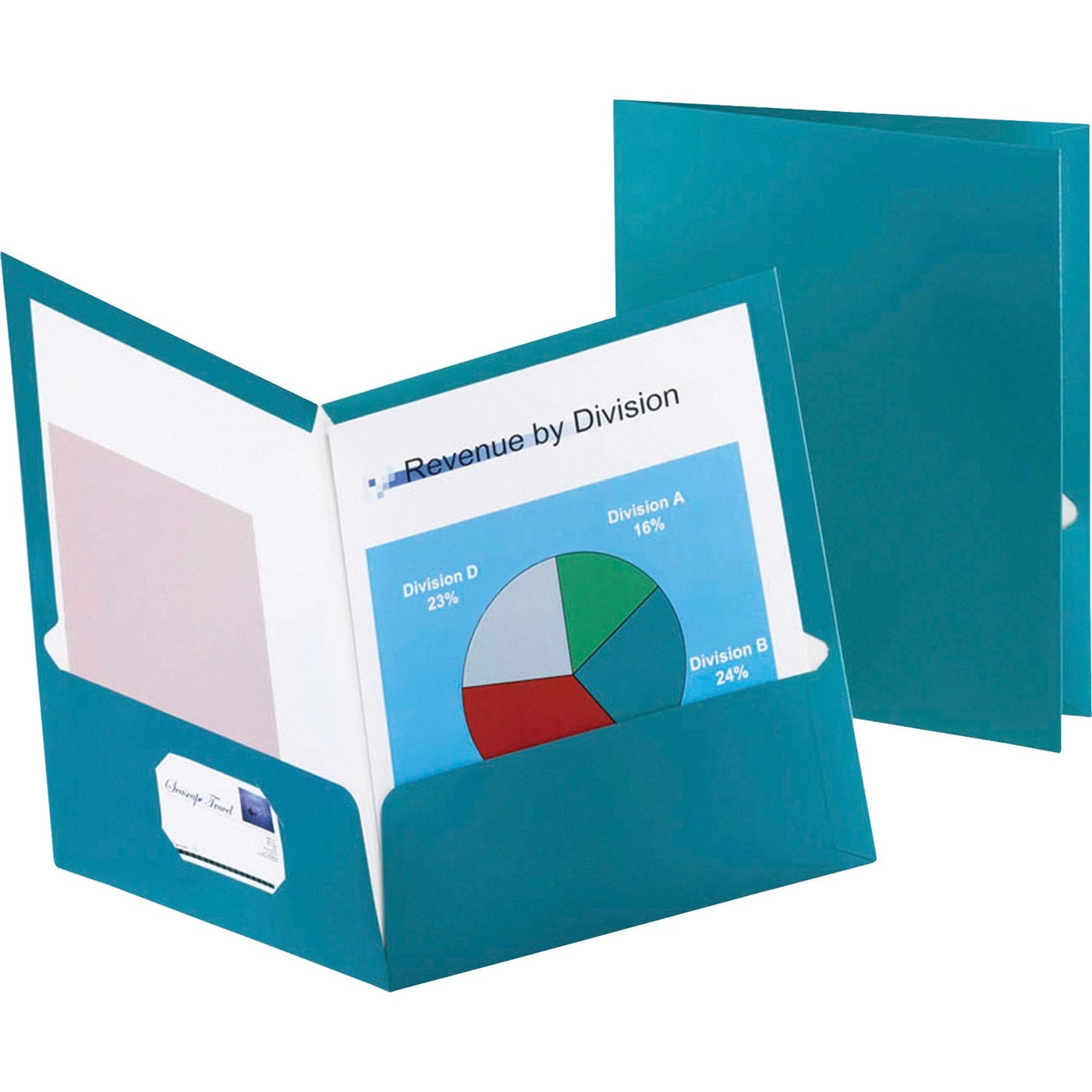 Oxford 5049561 Metallic Two-Pocket Folders, Teal, 25/Box