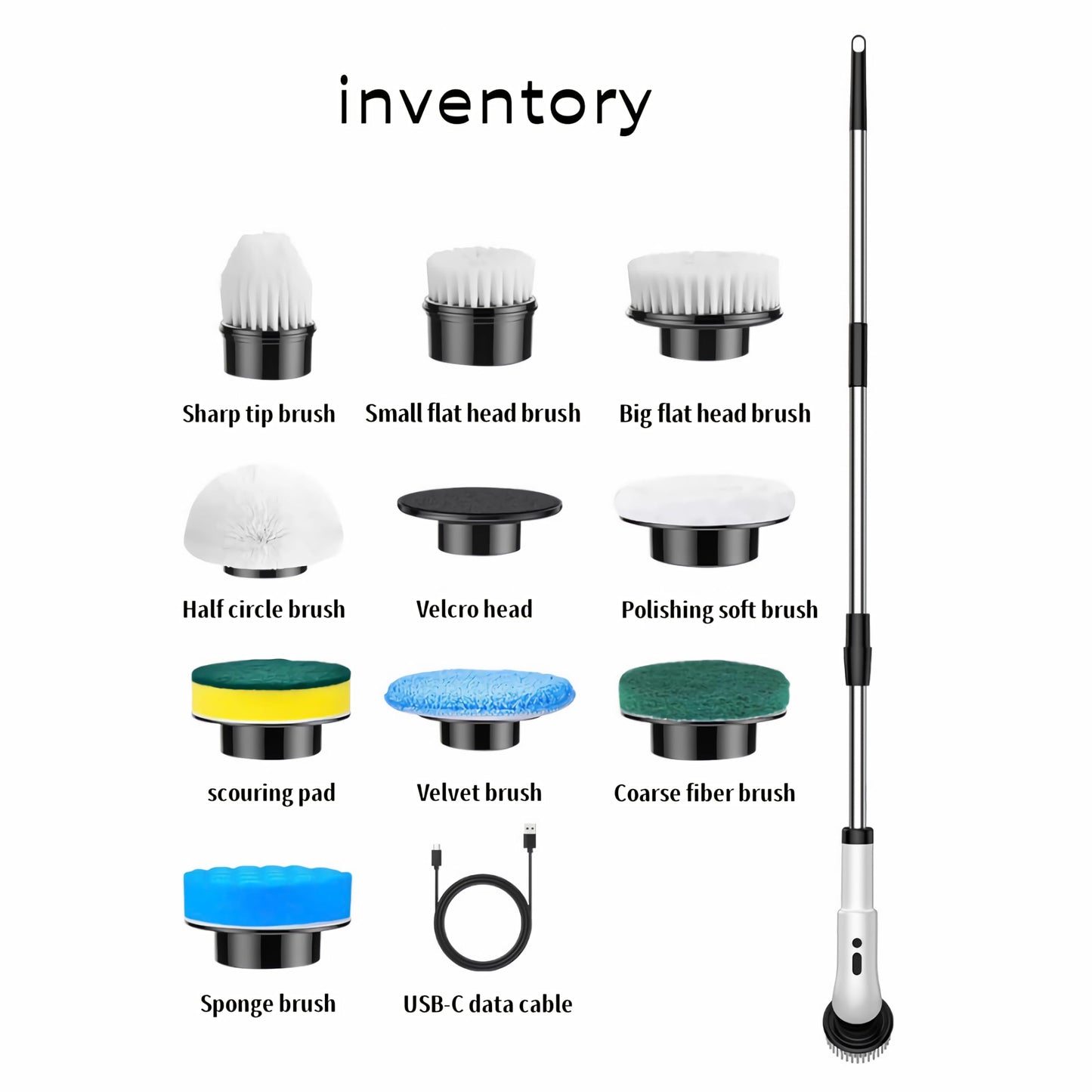 Electric Spin Scrubber, [IPX7 Waterproof] Cleaning Brush with 9 Replaceable Brush Heads, Power Scrubber for Bathroom, Kitchen, Floor, Tub, Toilet