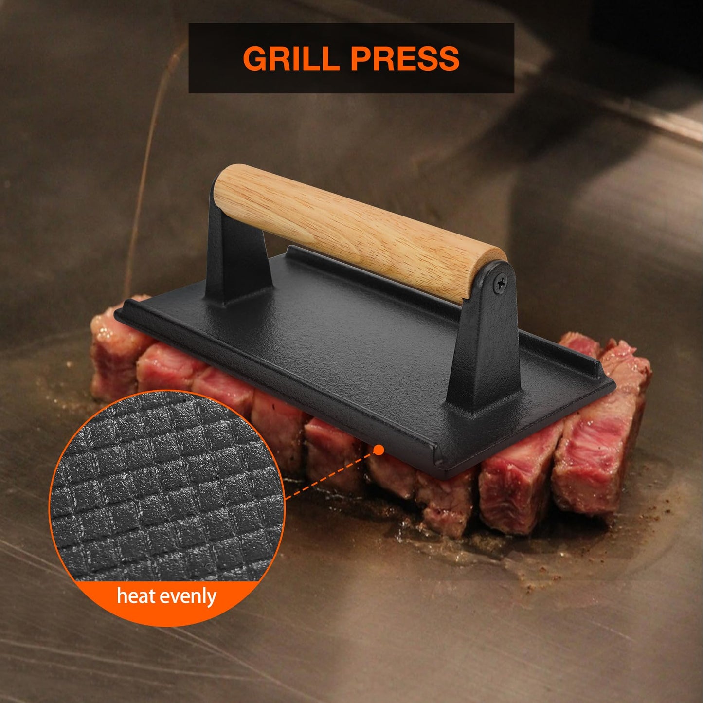 only fire Professional Barbecue Tool Kit Grill Griddle Tools Flat Top Griddle Accessories for Camping, Outdoor Hibachi, Backyard-Set of 5