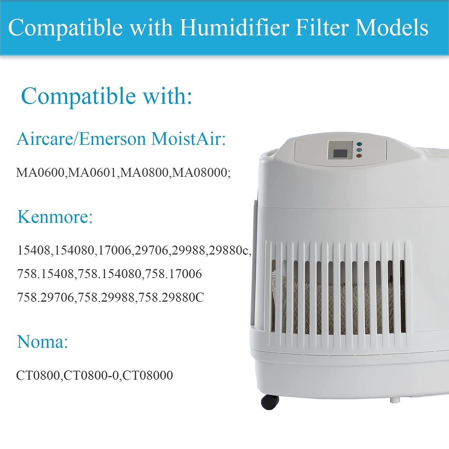 KeYiJia 2 Packs MAF2 Replacement Wicking Humidifier Filter Compatible with Moist AIR Models MA0600 MA0601 MA0800 MA08000 Compatible with Kenmore Models 15408 154080 17006 29706 29988 29880C